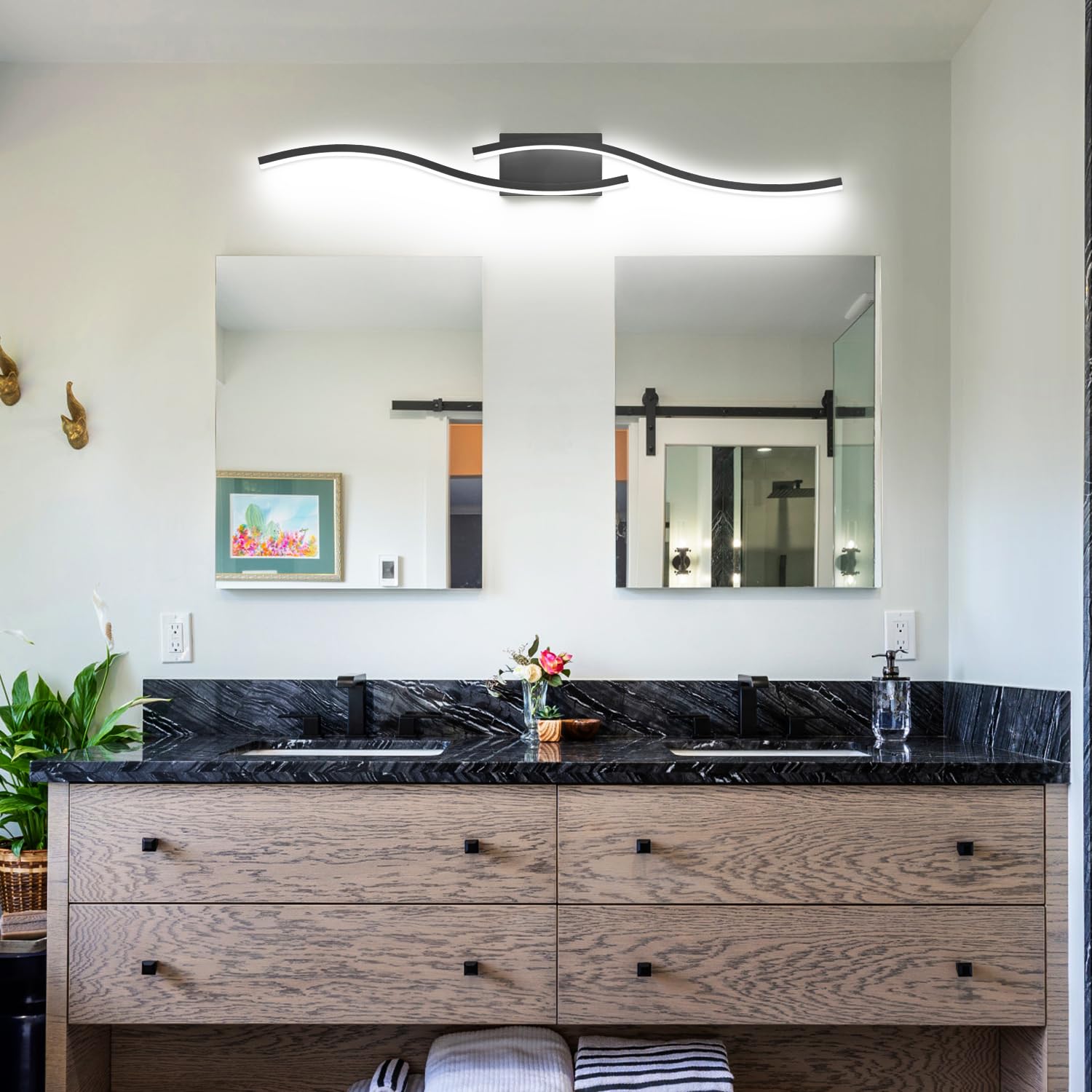PRESDE 40 Inch Black LED Vanity Light Bar - Dimmable 3CCT Metal Bath Lighting Over Mirror