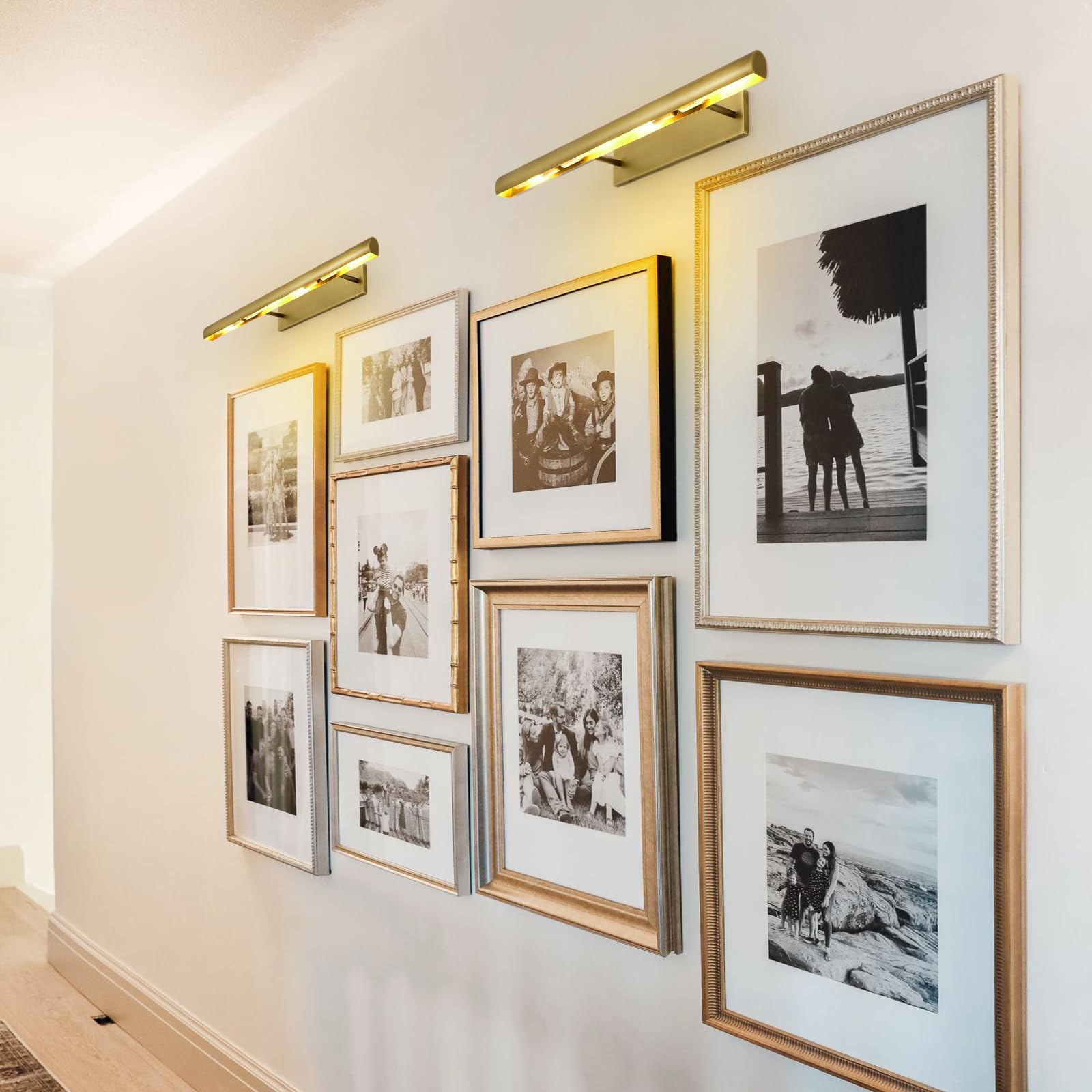 Pioutnf Brass Picture Lights For Wall, 24Inch Hardwired Gold Picture Lights, Art Lights For Wall, Rotatable Picture Frames Light