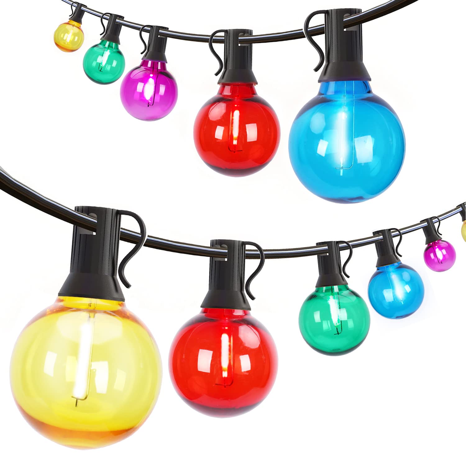 Afirst 25FT Outdoor String Lights - 27 LED Waterproof Shatterproof Multicolor Patio Lights for Holiday Party