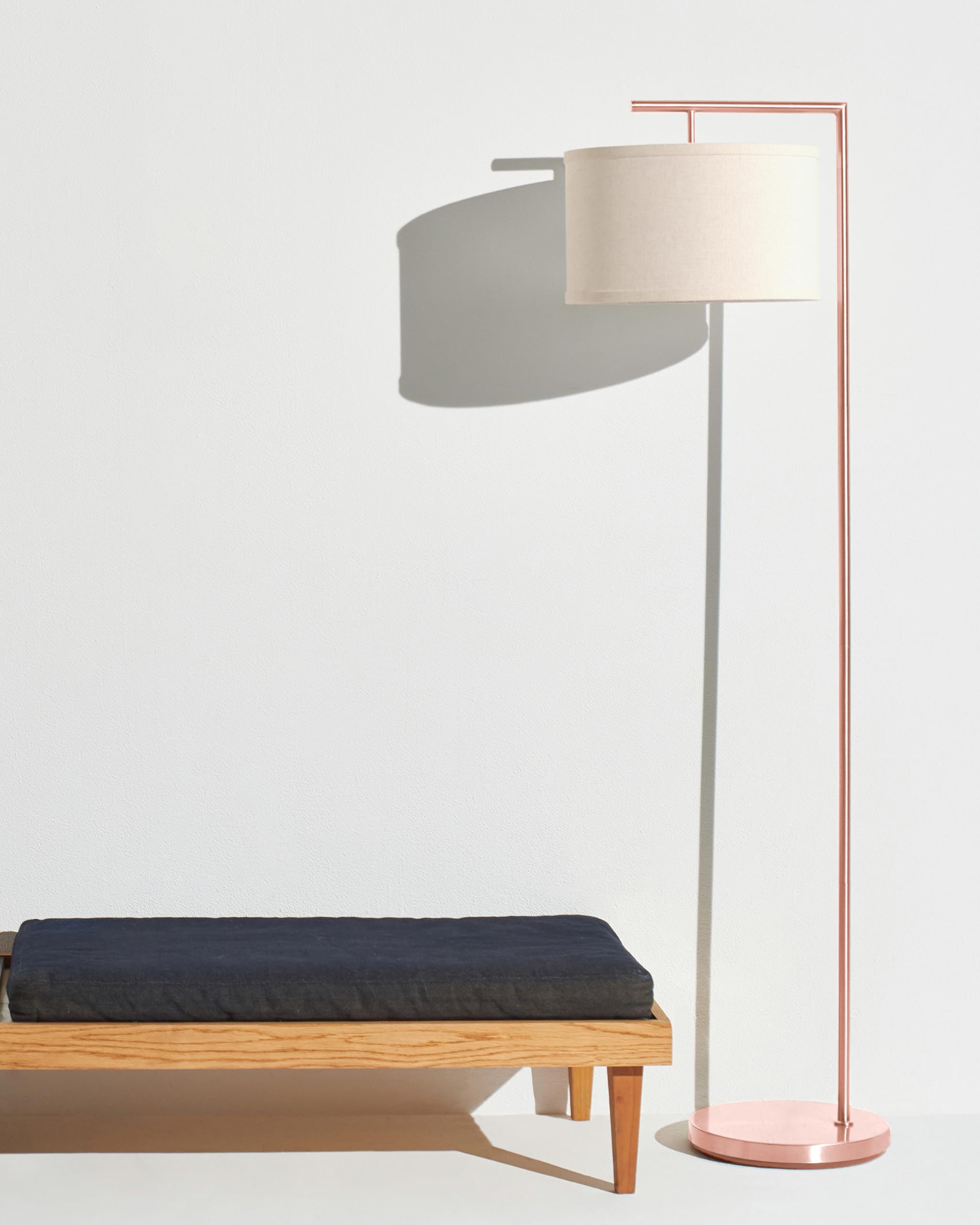 Brightech Montage Modern Floor Lamp - LED Tall Standing Lamp for Living Rooms & Offices - Rose Gold