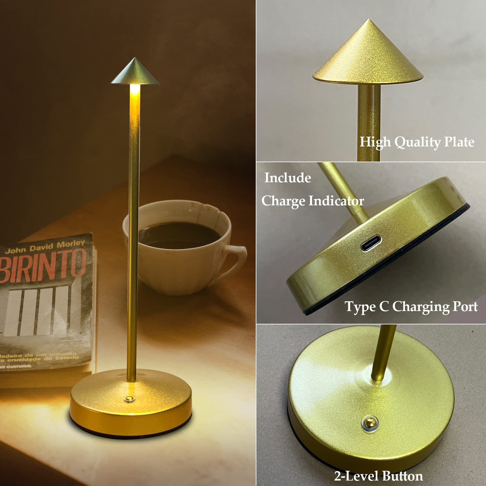 Maglaw Rechargeable Cordless Lamps,3000Mah Battery Operated Table Lamp,Portable Led Touch 2 Levels Brightness Dimmable Bar Lamp,