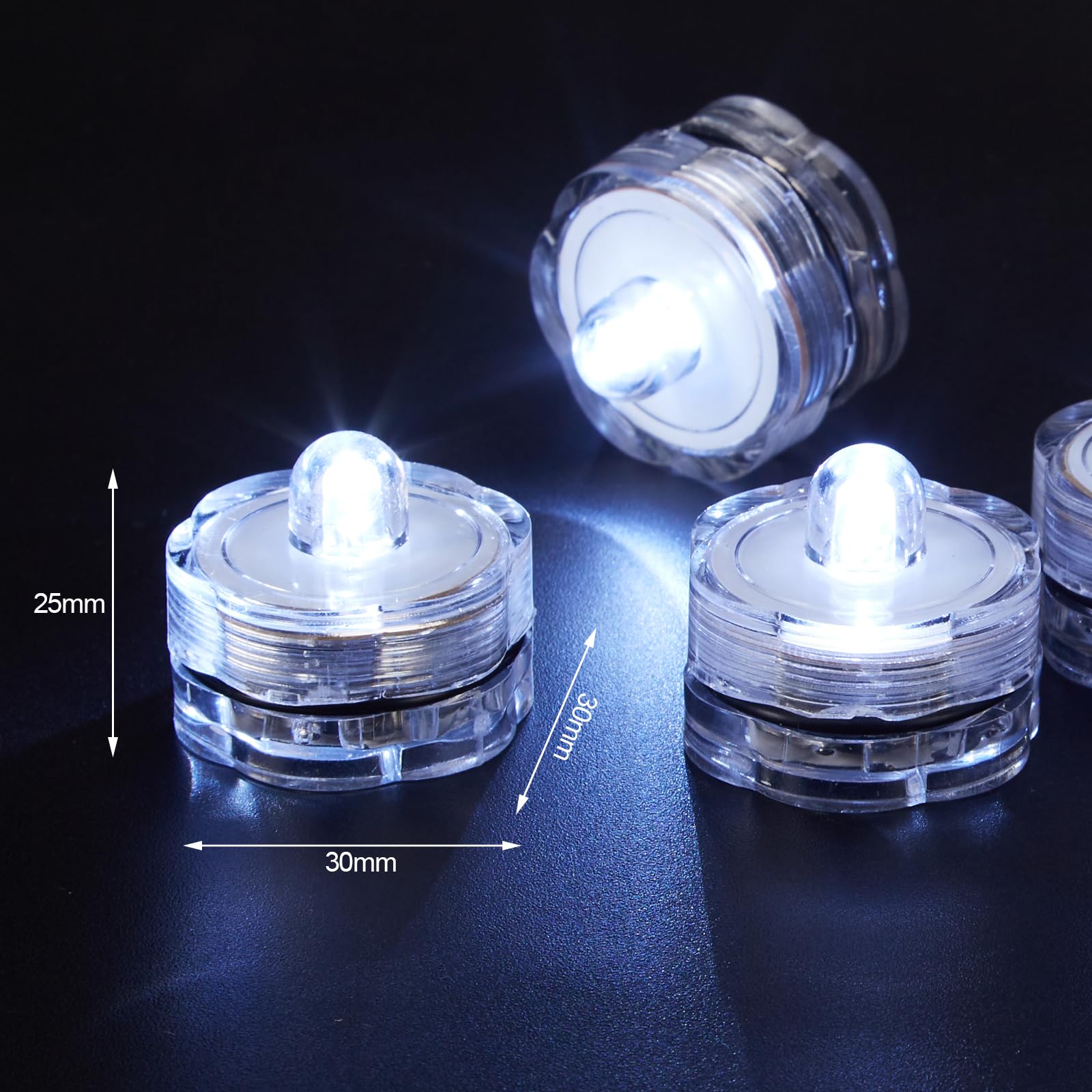 AGPTEK LED Submersible Waterproof Tea Vase Light Candles, Cool White, Model HL40A12, Size B