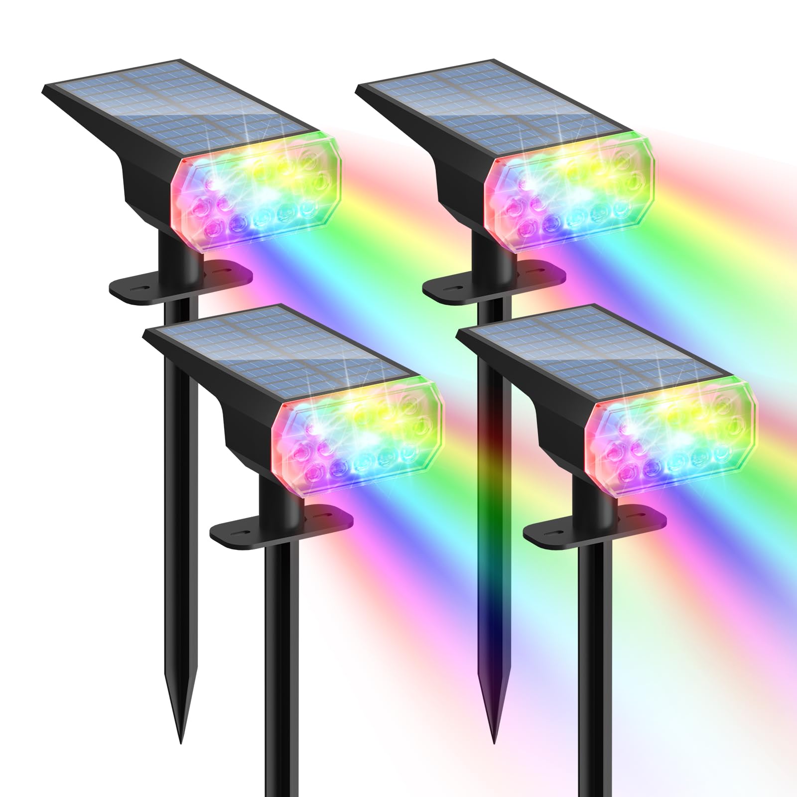 BvenuBigLite Solar Lights Outdoor Waterproof: IP65 Multicolor Led Spot Light Decorations for Garden - 7 Color Changings Solar Po