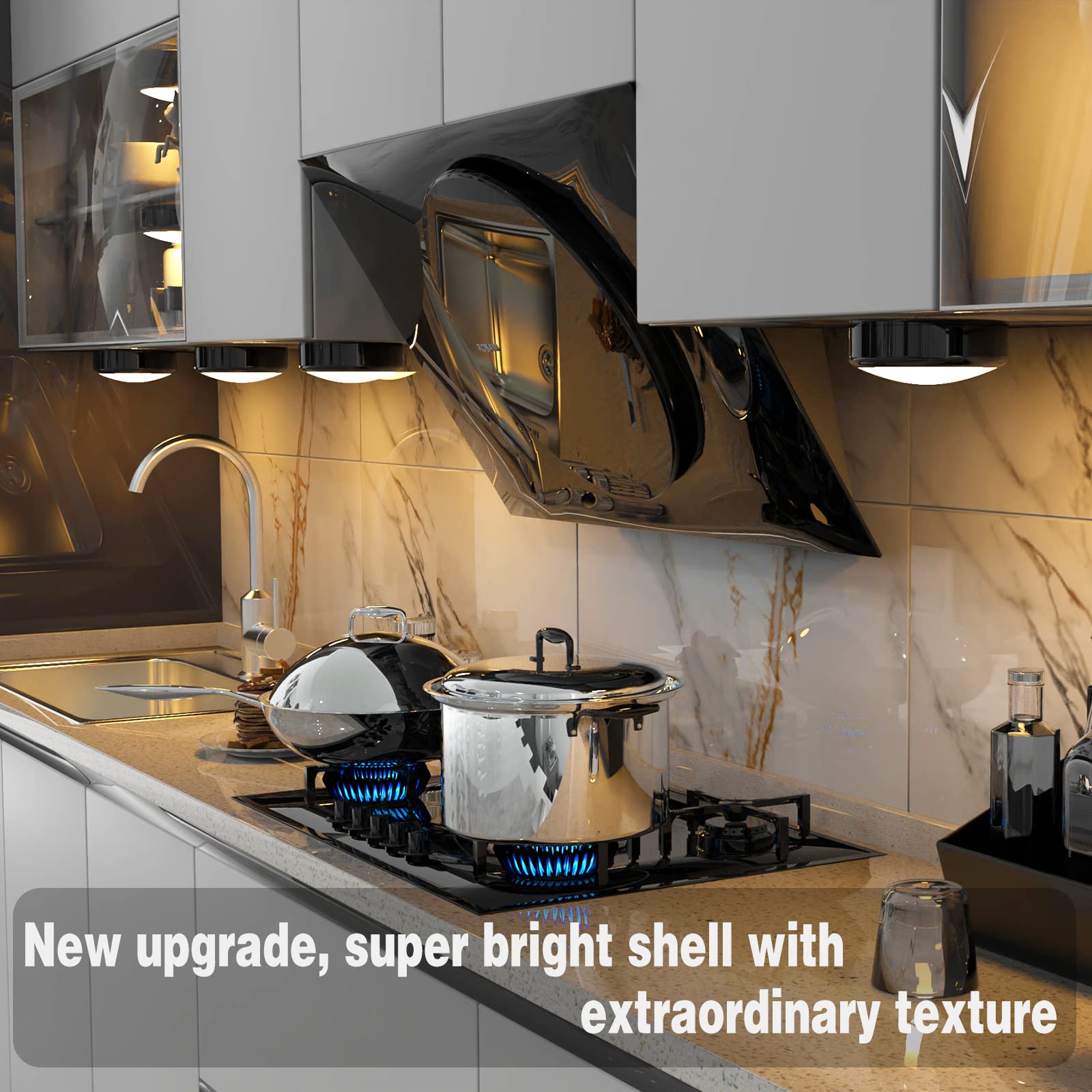 Ilyxy Puck Lights With Remote, 6 Pack Led Under Cabinet Lighting Dimmable Push Lights Battery Operated Under Counter Tap Lights