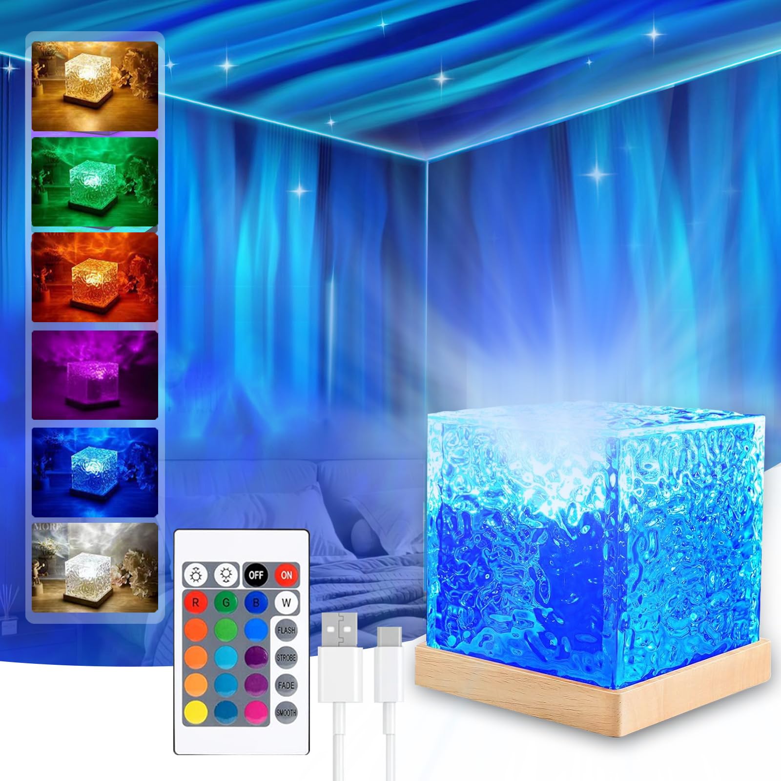 ACENZ Northern Lights Projector Night Light,18 Colors Night Lights Galaxy Projector for Bedroom Ambient Lighting,Remote Galaxy L