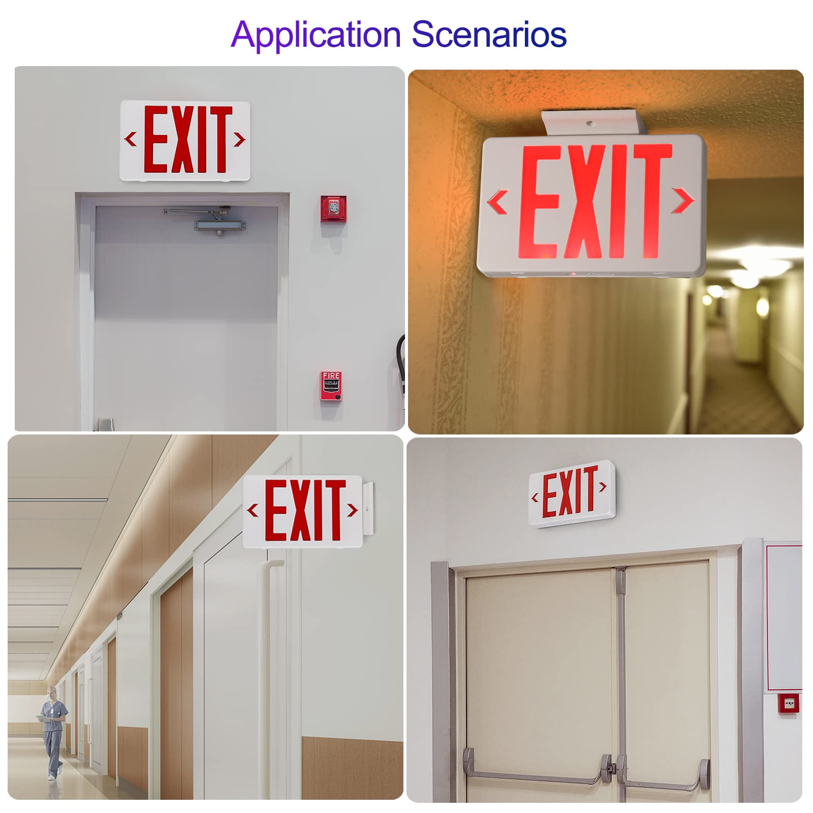 Tanlux Red Exit Sign, Led Emergency Exit Light With Battery Backup, Ul Listed, Ac 120/277V, Hardwired Exit Signs With Emergency Lights, Commercial Emergency Lights For Business - 1 Pack
