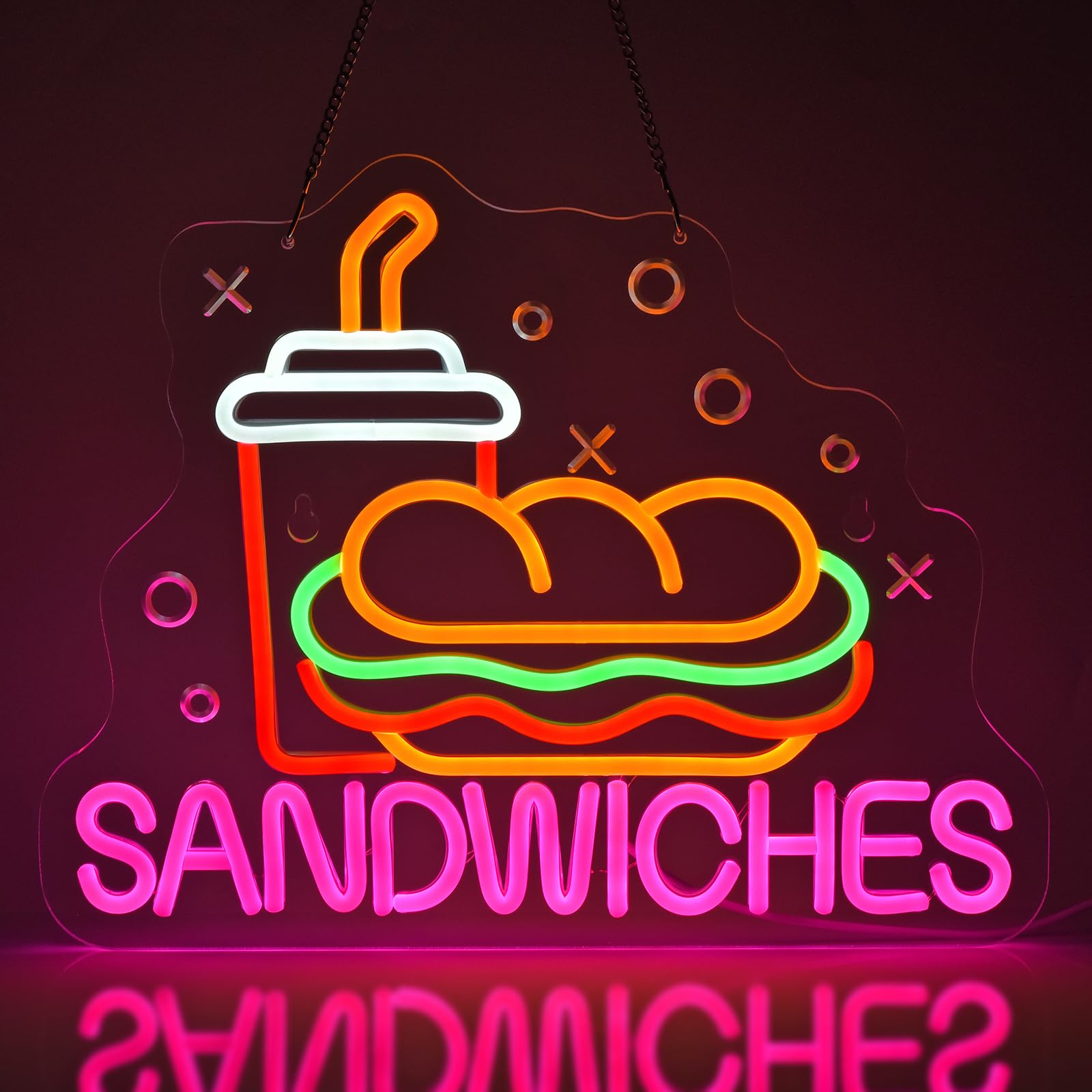 Jomobuty Sandwiches Neon Sign For Wall Decor Led Light Up Sign Business Signage For Home Kitchen Restaurant Fast Food Store Man Cave Party 15.7 X 12.6 Led Art Wall Hanging Decorative Gifts