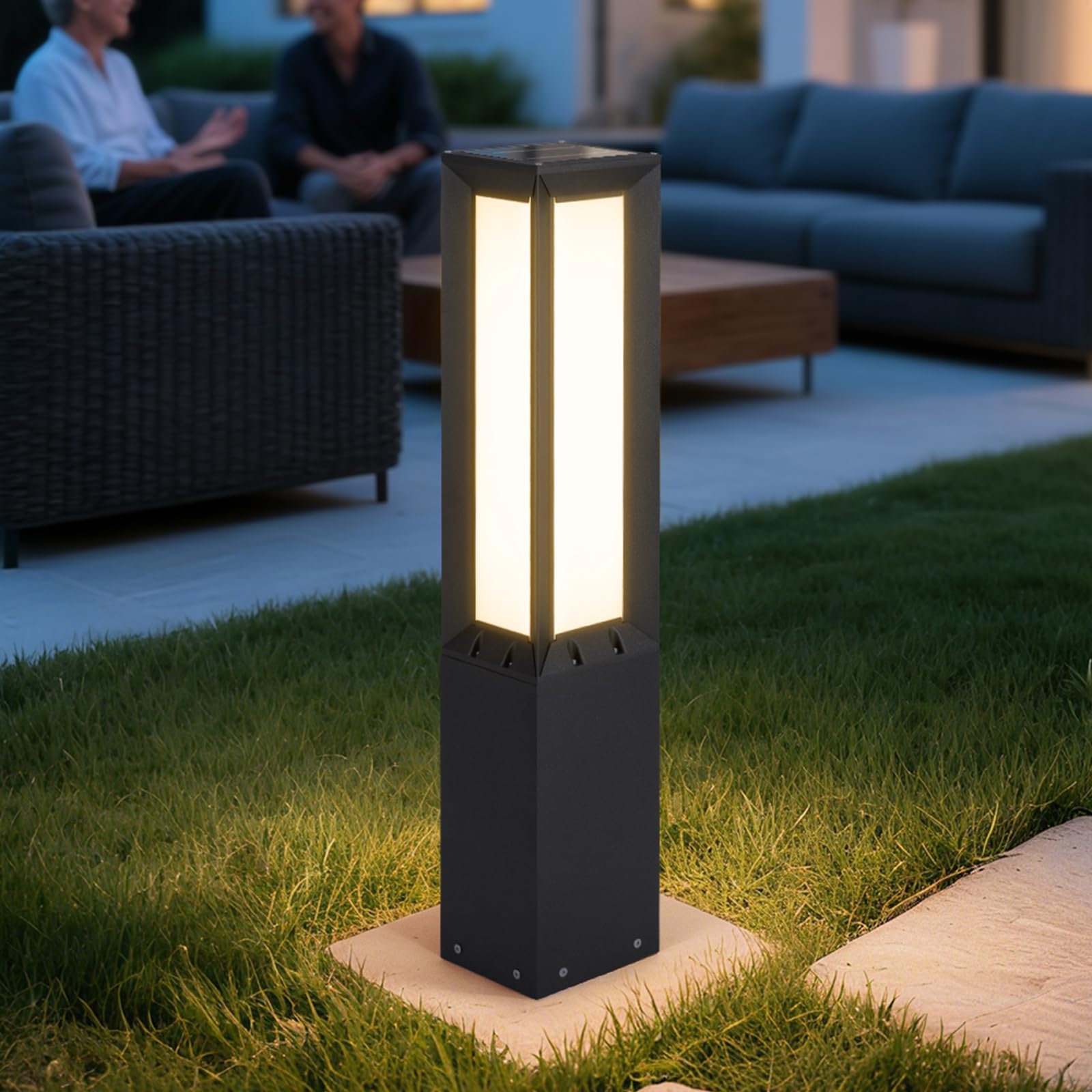 VZVI 31.5 Solar Pathway Light, 3000K LED Bollard Lights Outdoor, IP65 Waterproof Path Lights, Patio Solar Lanterns, Modern Solar