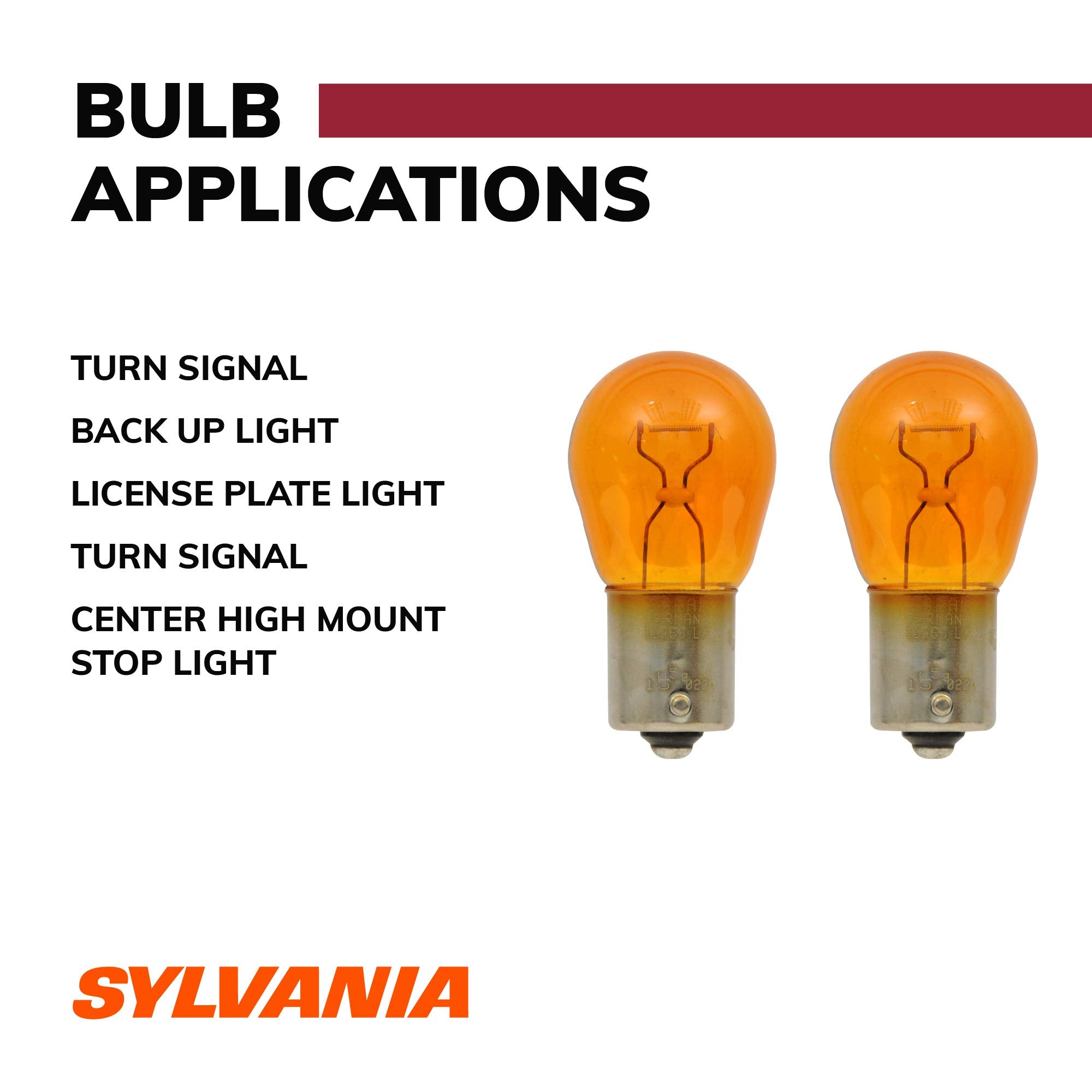 SYLVANIA 1156A Long Life Miniature Amber Bulbs, 2 Count, Ideal for Park and Turn Lights