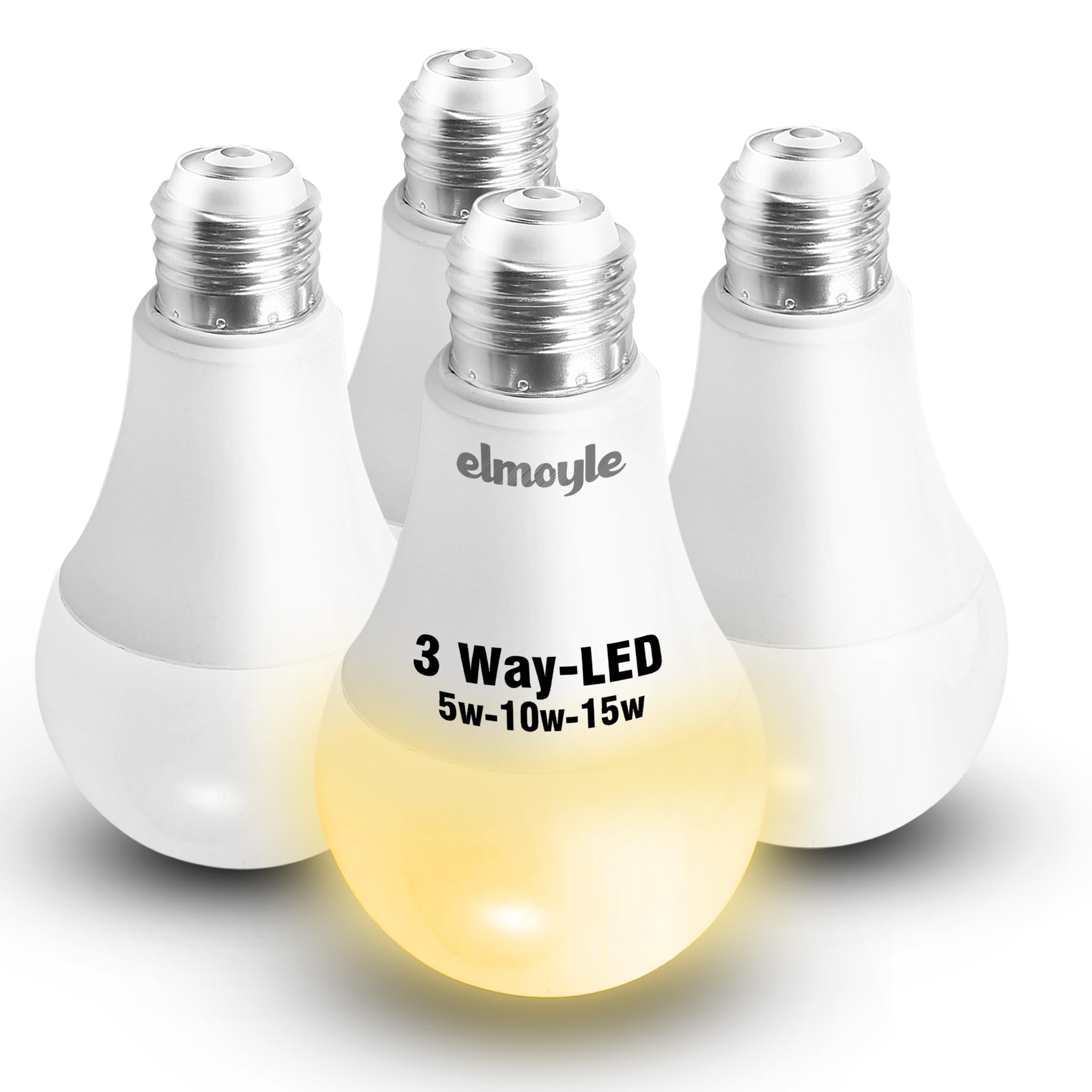 Elmoyle 3 Way Light Bulbs 30 70 100W Equivalent Soft Warm White 3000K, E26 A21 Three Way Light Bulbs 5/10/15W, 500lm/1100lm/1600