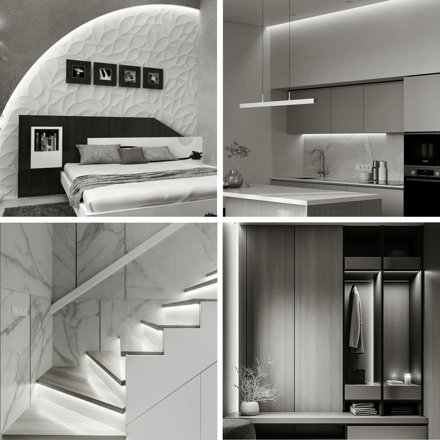 Yeewhale Cob Led Strip Lights 50Ft,6000K Dc 24V Dimmable White Flexible Led Rope Lights For Bedroom,With Remote And App Control Led Lights Strip For Living Room, Shelf, Cabinet