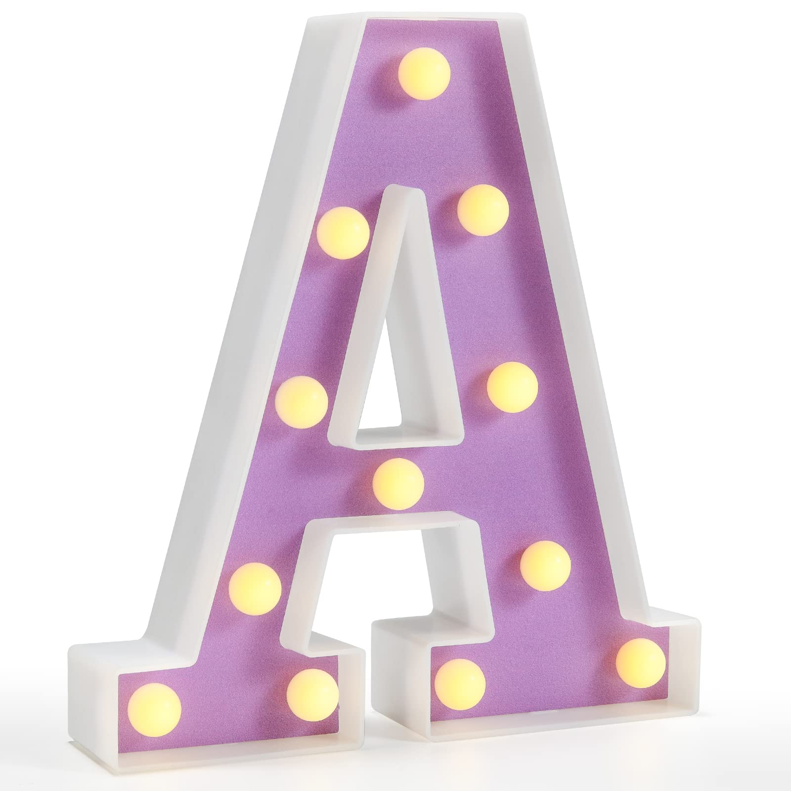 Pooqla LED Marquee Letter Lights - Purple Letter A for Birthday, Wedding, Party, Christmas Decoration - Model 7fbf177d-39c1-4bde-9f36
