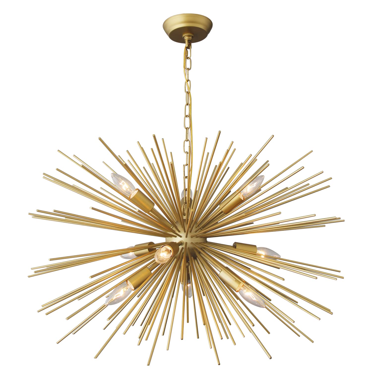 Ziralio Modern Gold Sputnik Chandelier 9-Light Dining Room Chandelier Light Fixture For Living Room, Bedroom, Kitchen, Entryway, Foyer, 29In 17Lb Solid Metal