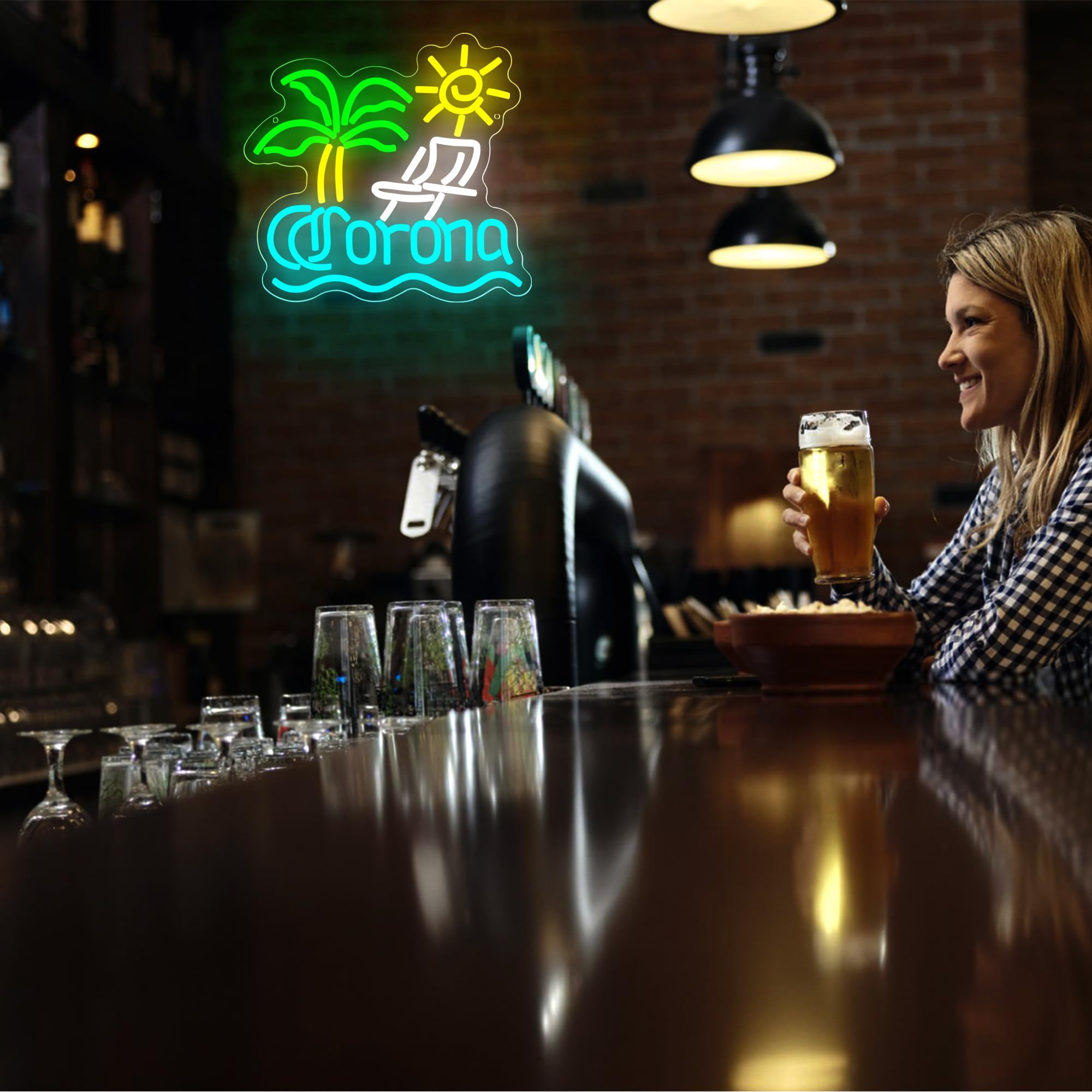 Palm Tree Neon Sign For Wall Decor malt-inspired Neon Light For Man Cave Bar Led Light Up Sign For Home Bar Club Restaurant Summer Beach Party Birthday Gift Christmas Art Size 13.3 * 12.5In(Zyld284)