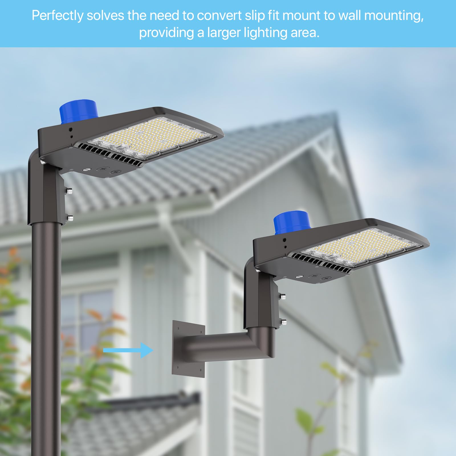 Hyperlite Wall Mount Bracket: 90 Degree For Parking Lot Light - L Shape Bracket For 2 3/8 Inch Slip Fit Lights, Lighting Mountin