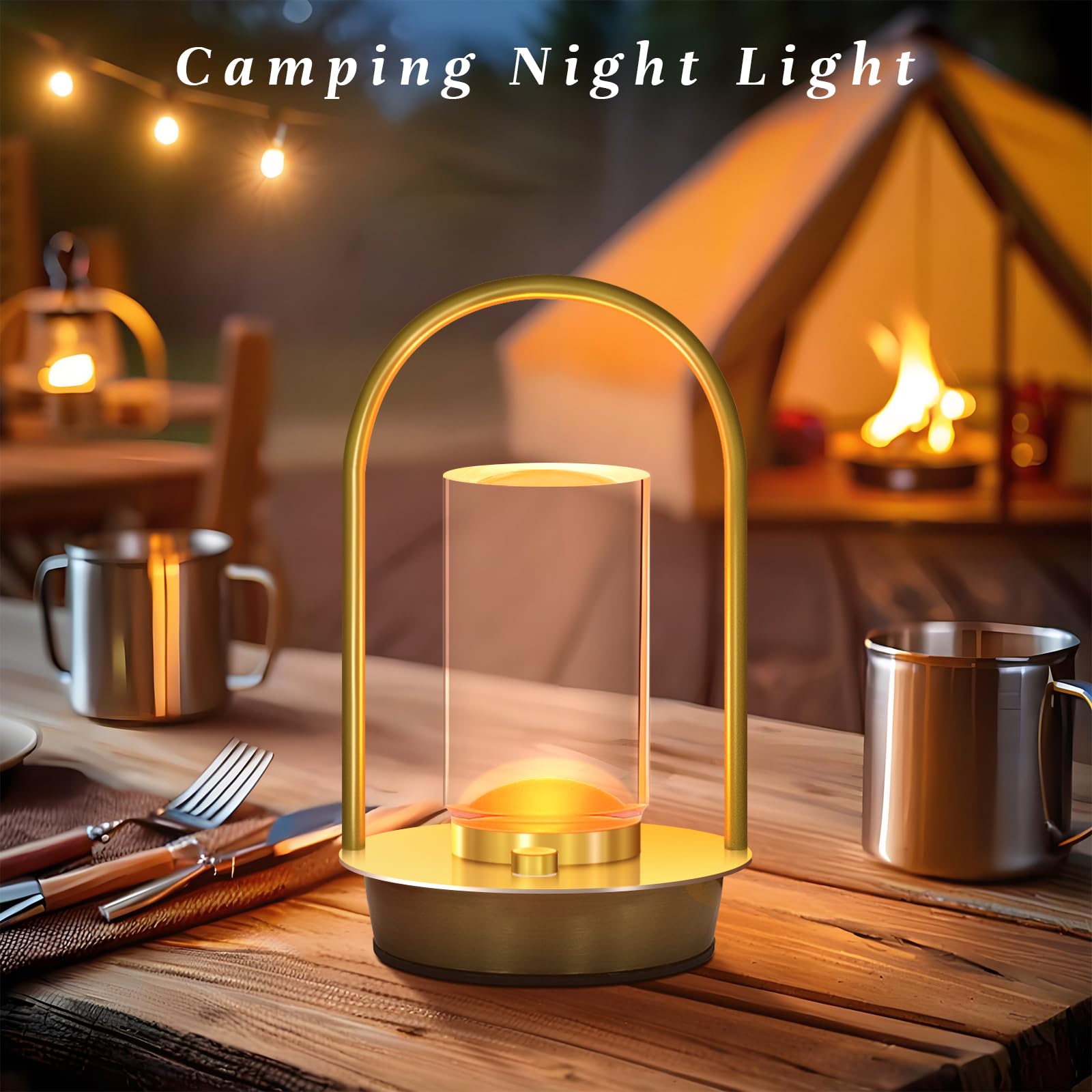 Aoteam Portable Metal Table Lamp For Outdoor Indoor 3 Colors Cordless Table Lamp Rechargeable Dimmable Battery Powered Small Des