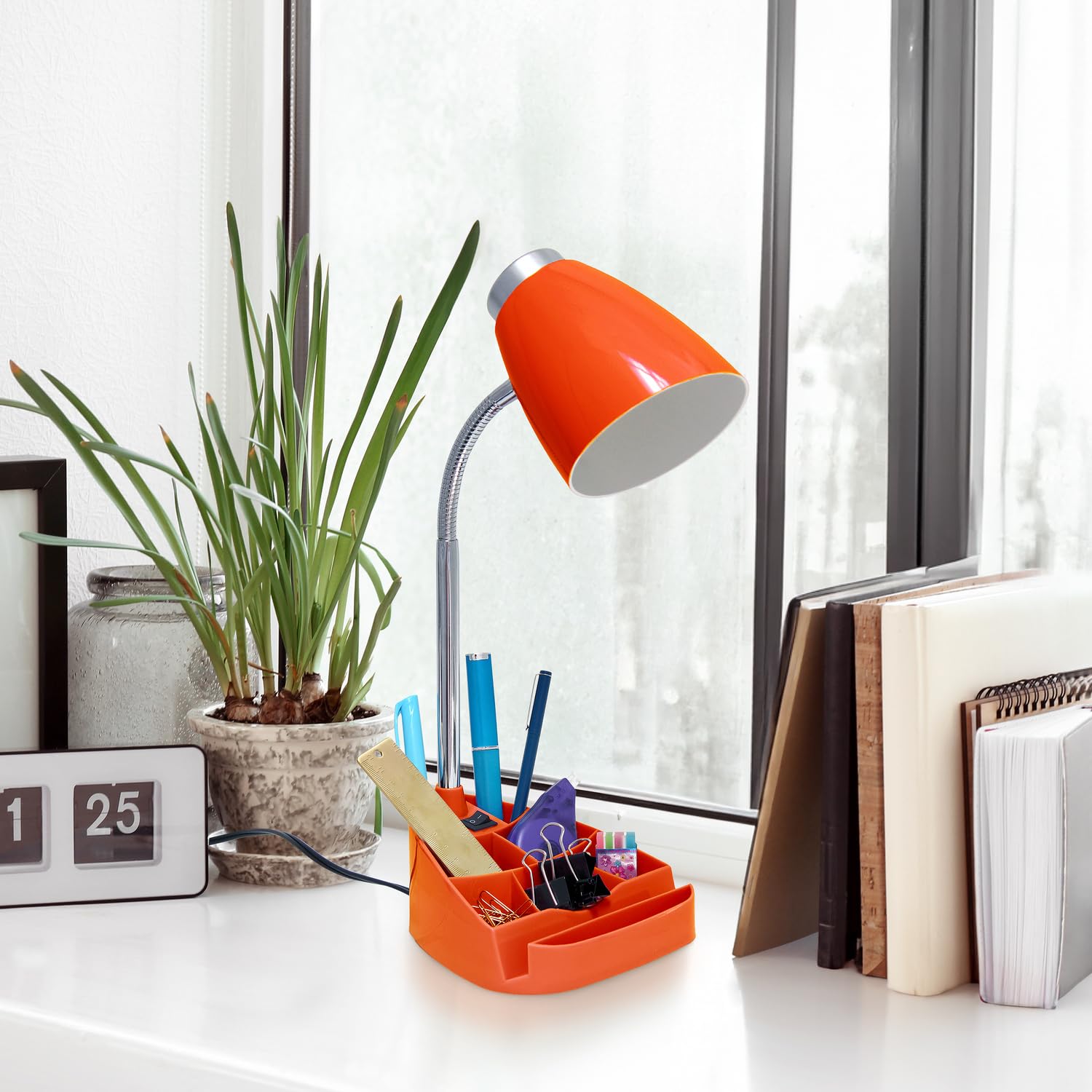 All The Rages Creekwood Home 18.5'' Orange Flexible Gooseneck Organizer Plastic Desk Lamp