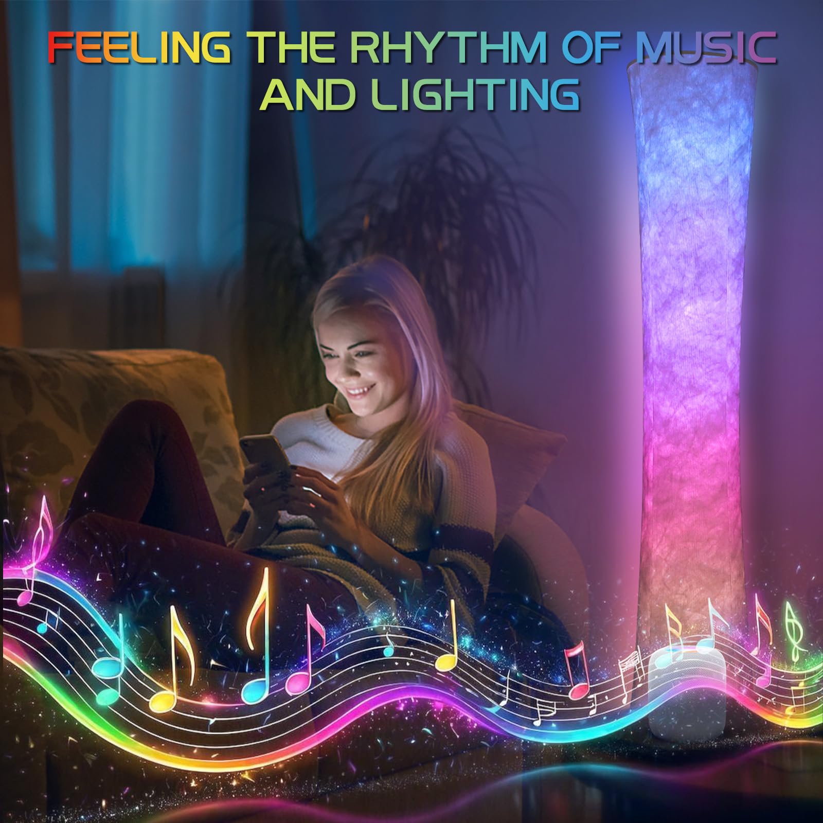 Torchlet 2Pcs Floor Lamp, Rgb Floor Lamp With 16 Million Diy Colors And Scene Modes, Music Sync And White Fabric Shade, Smart Fl