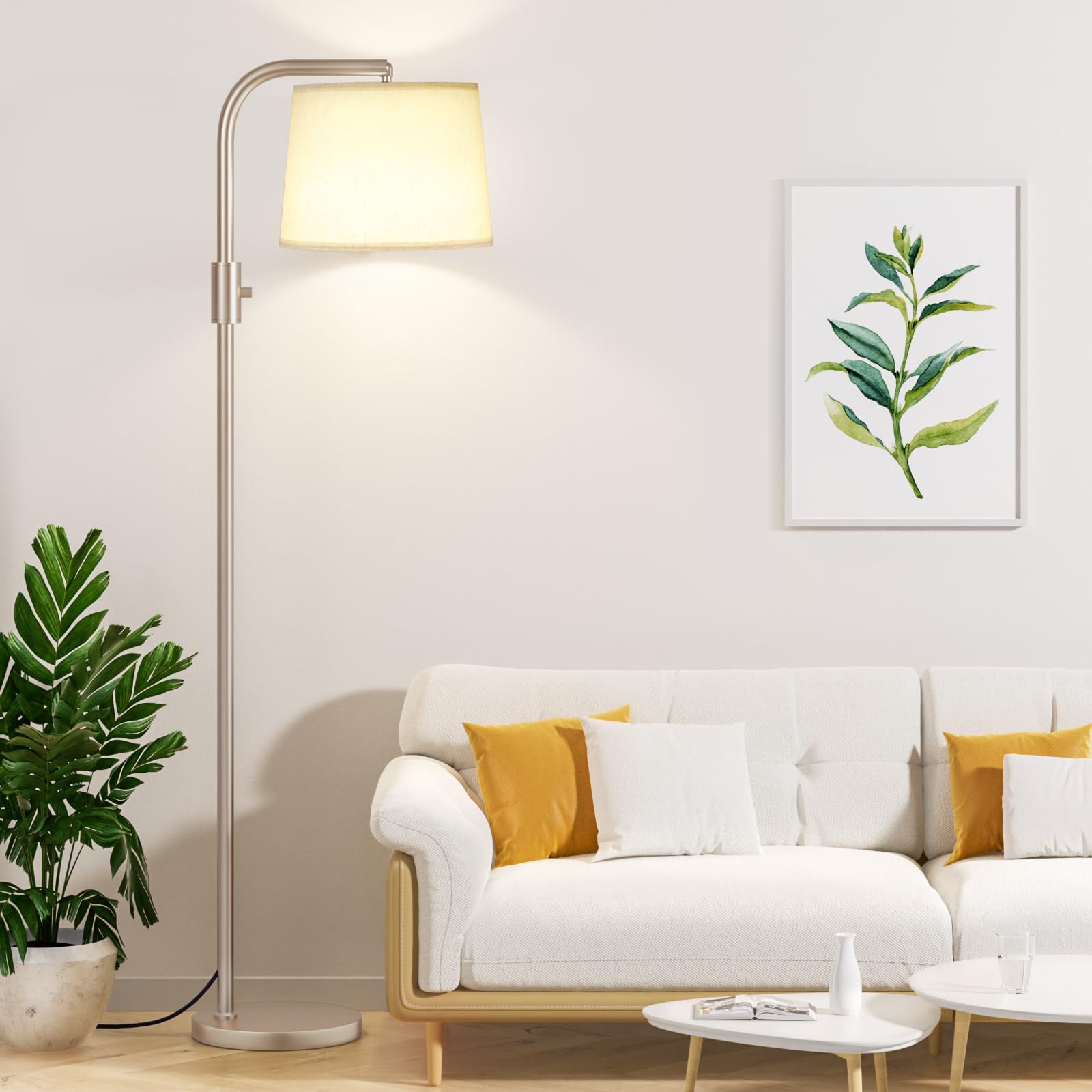 Ambimall Fully Dimmable Floor Lamp - Floor Lamps 9W LED Light Bulb, Standing Lamp for Living Room with Adjust Head, Modern Stand