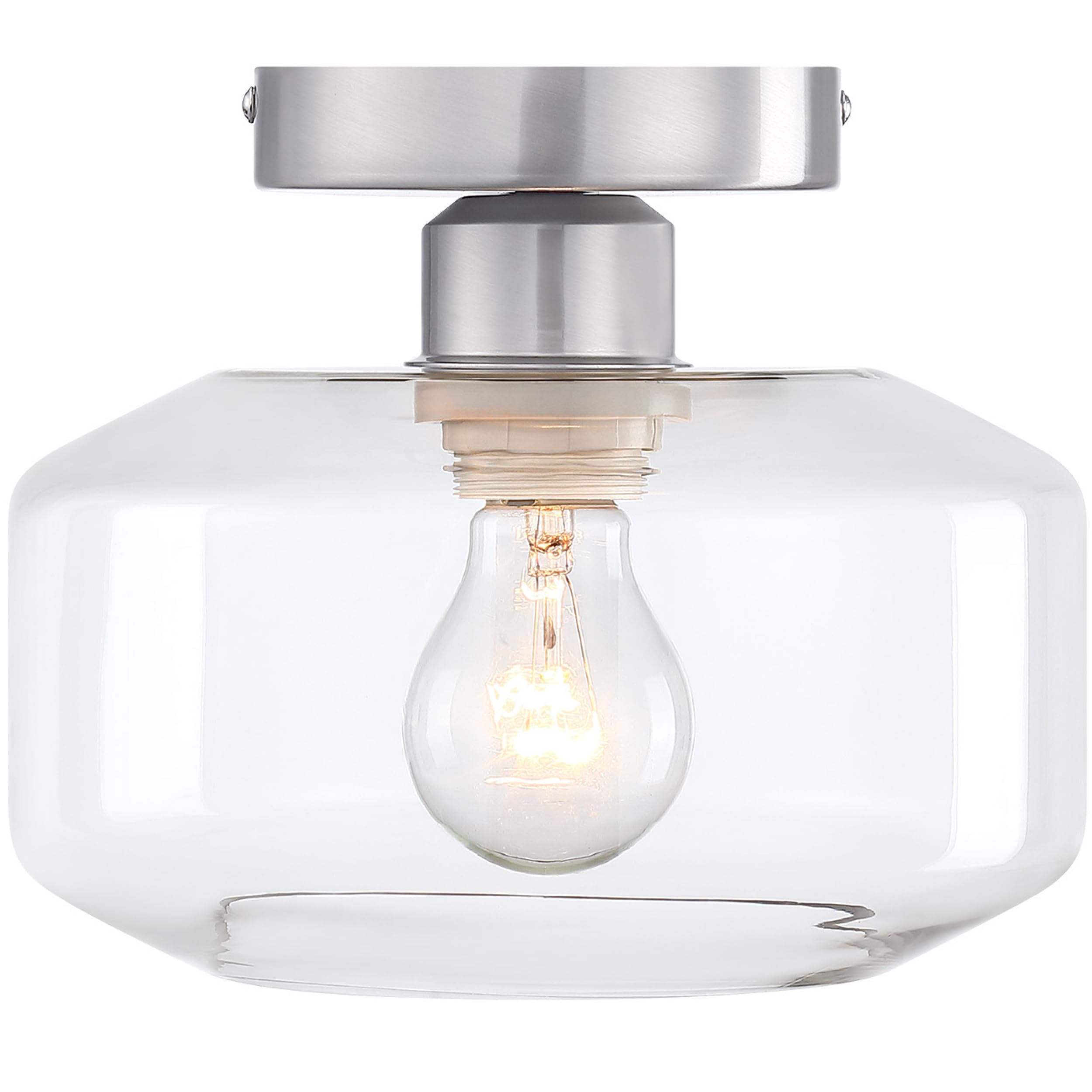 Designers Fountain Semi Flush Mount Ceiling Light, 8.75 Inch Clear Glass Lighting Fixture For Kitchen, Bedroom, Bathroom, And Ha