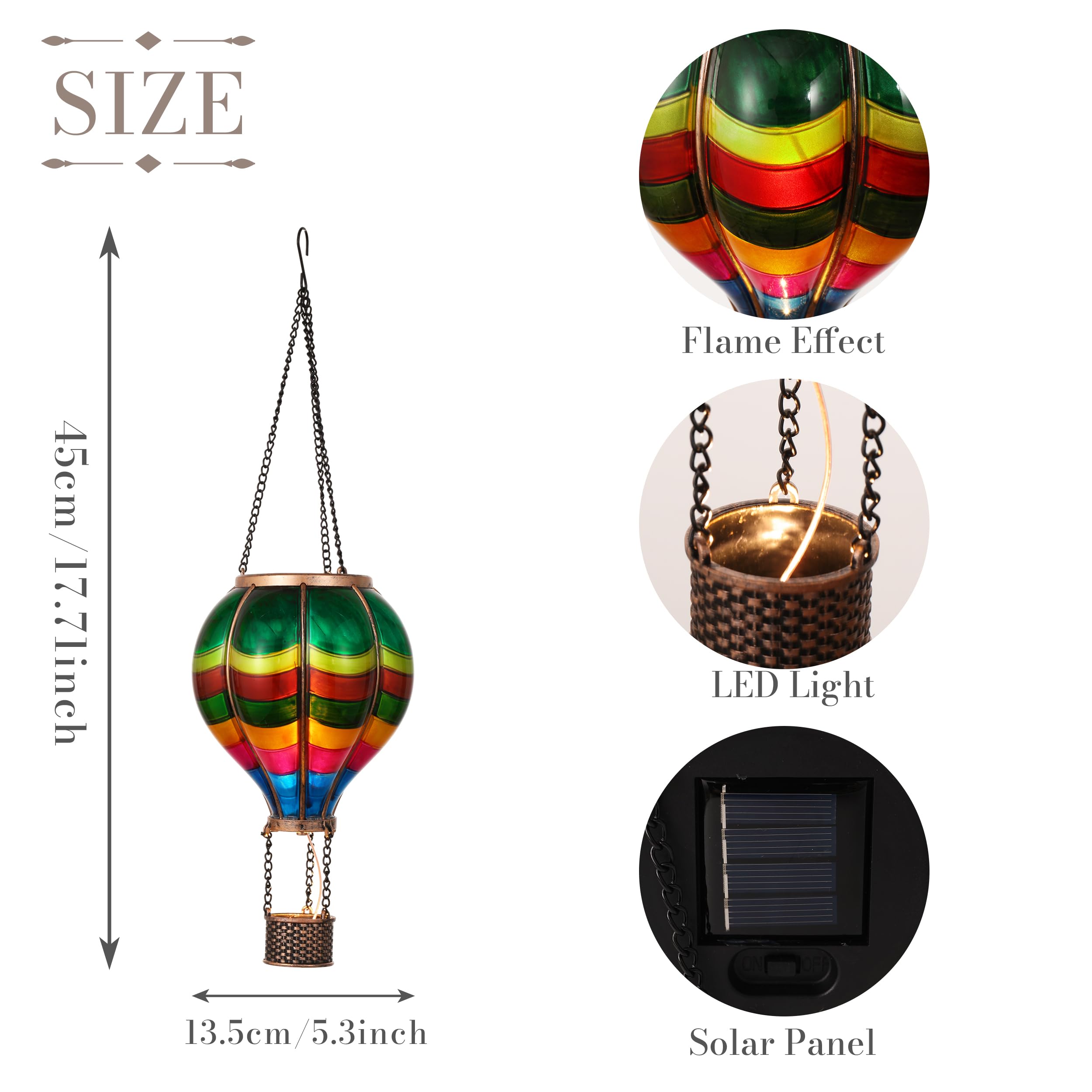 Teresa'S Collections Patriotic Hot Air Balloon Solar Lantern For Garden Decor Halloween Christmas Party,Hanging Flickering Flame