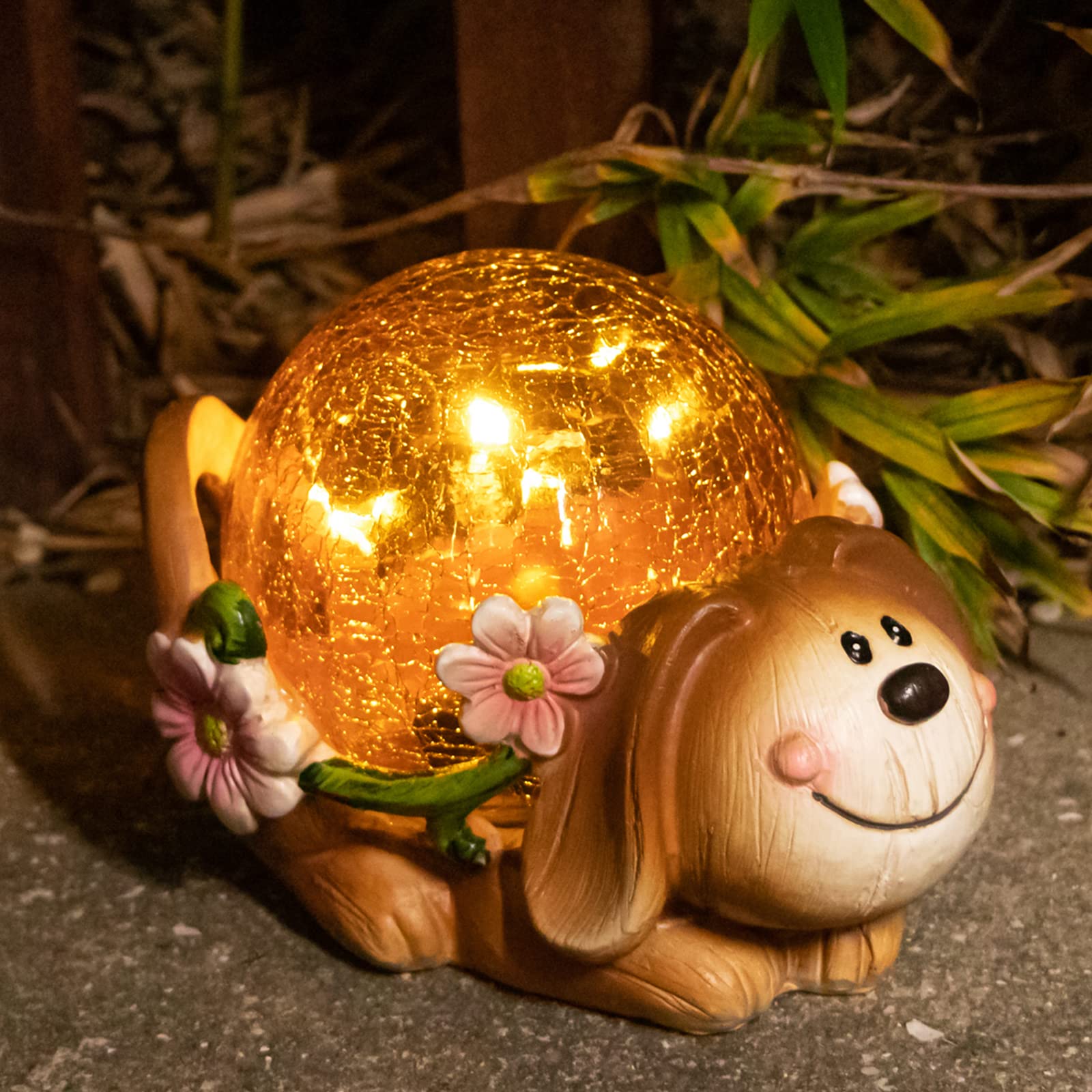 Garden Puppy Statues Outdoor Decor, Solar Lights Outdoor Statue Garden Decorations Solar Dog Ornaments For Patio Yard Lawn Decor