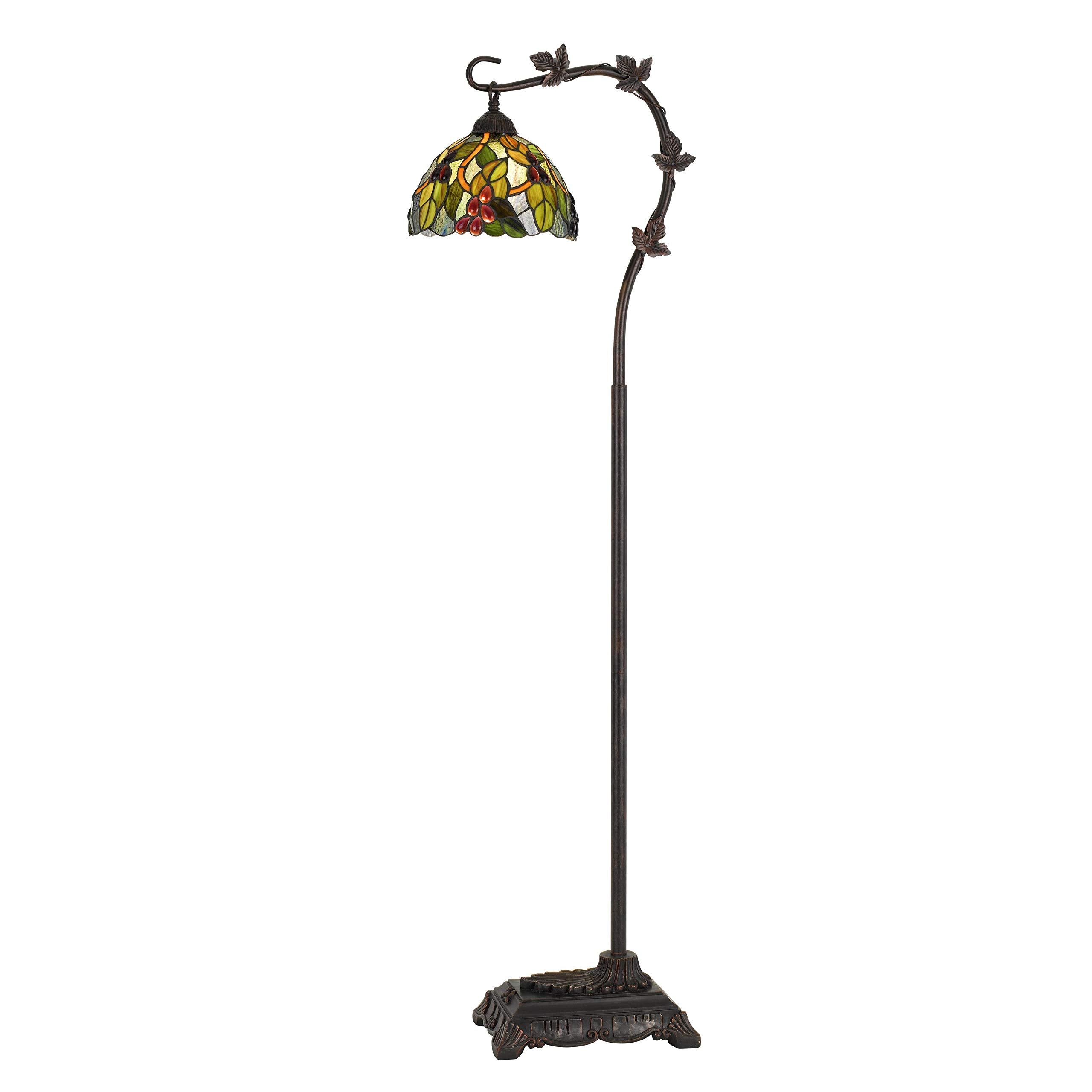 Benzara Downbridge Metal Tiffany Floor Lamp, Leaf Accents, Multicolor, Model BM224936