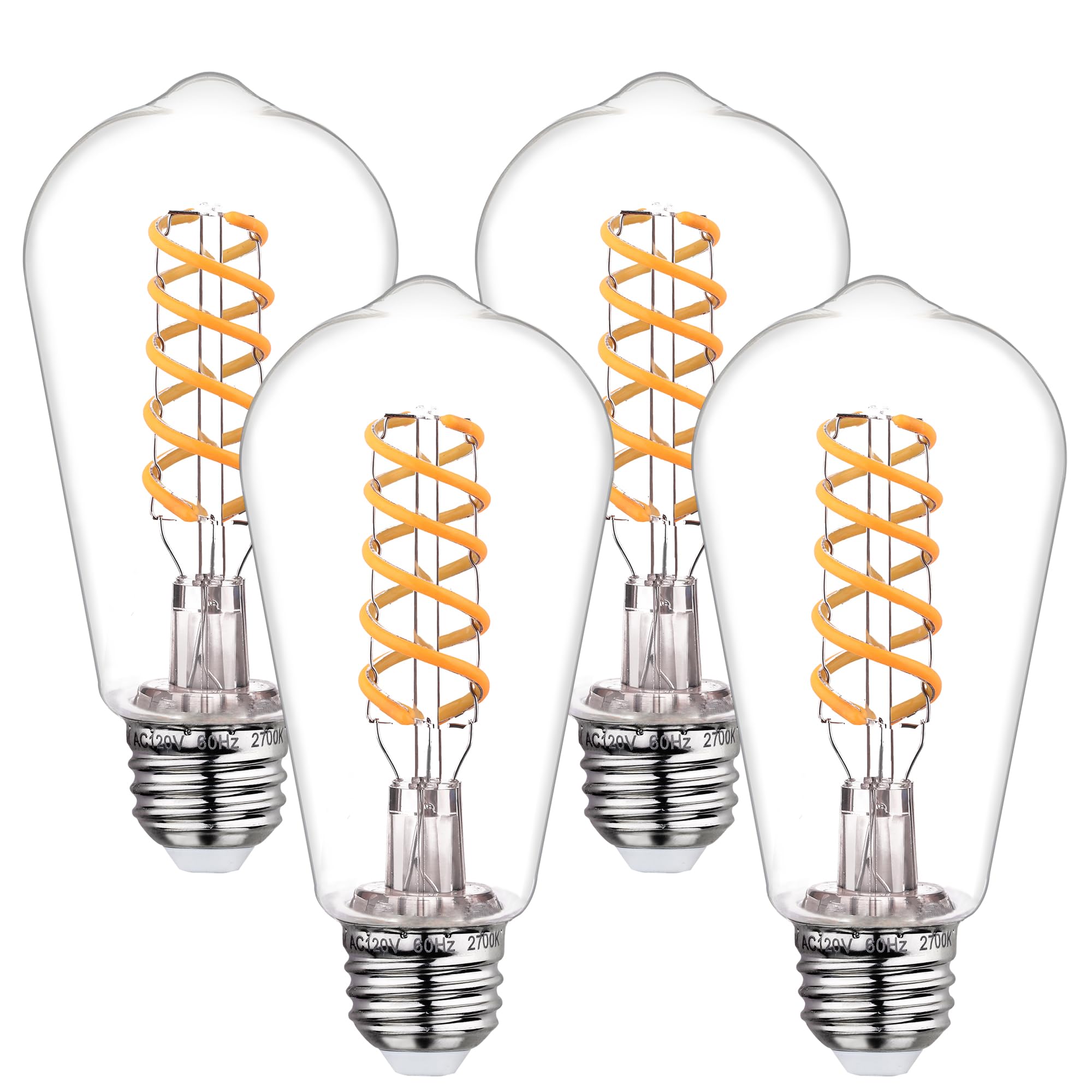 Bort Dimmable Led Edison Bulbs,2700K Warm White, 6W Equivalent To 60W Vintage Light Bulbs, Antique Flexible Spiral Led Filament