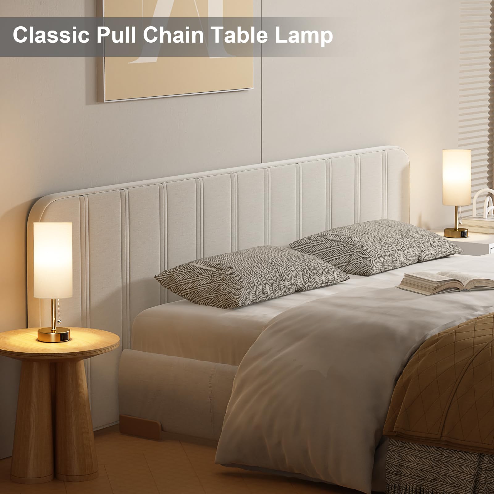PartageiZ Gold Bedside Lamp - Small Table Lamp with USB A + C Port, 3 Color Temperatures, 14.0In, Model 14-1
