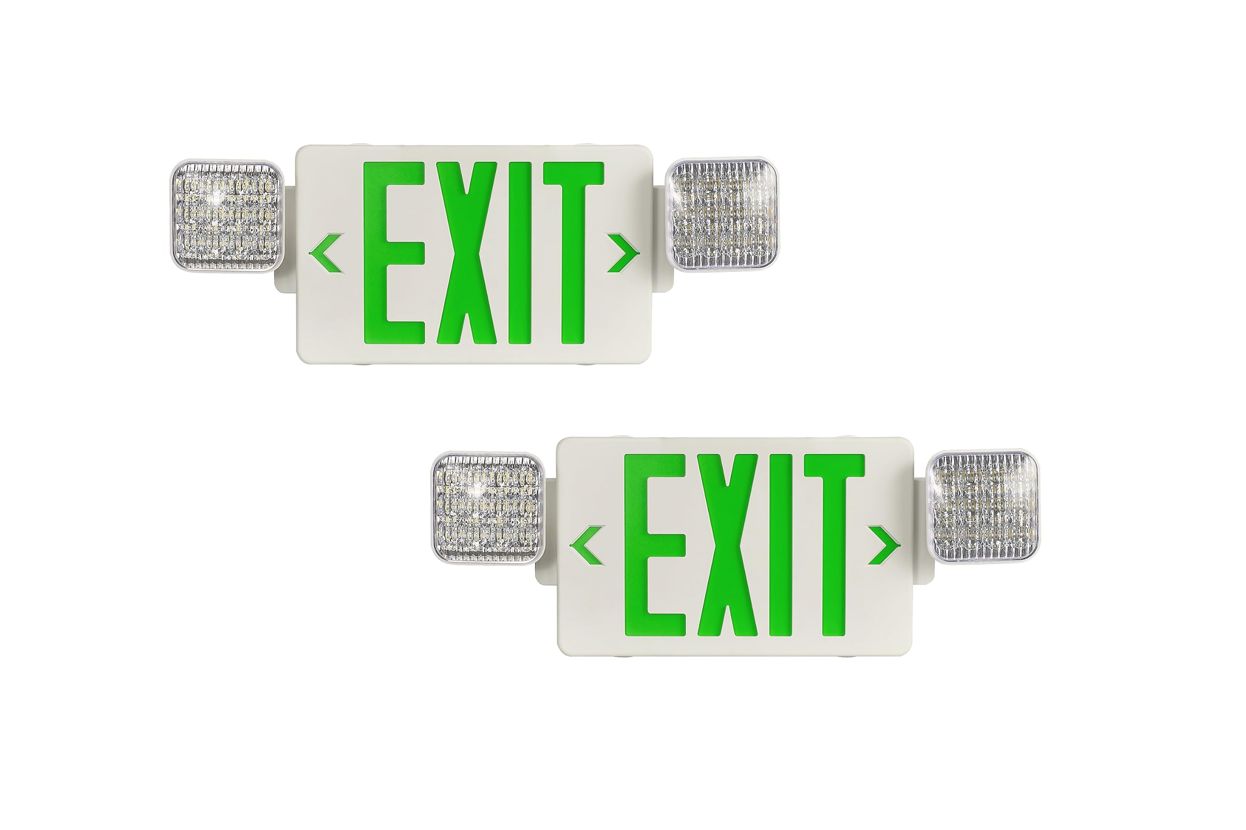GZRUIYANG Emergency Exit Sign with Lights, LED, Battery Backup, UL 924 Certified, 2 Pack, White Housing Green Letter