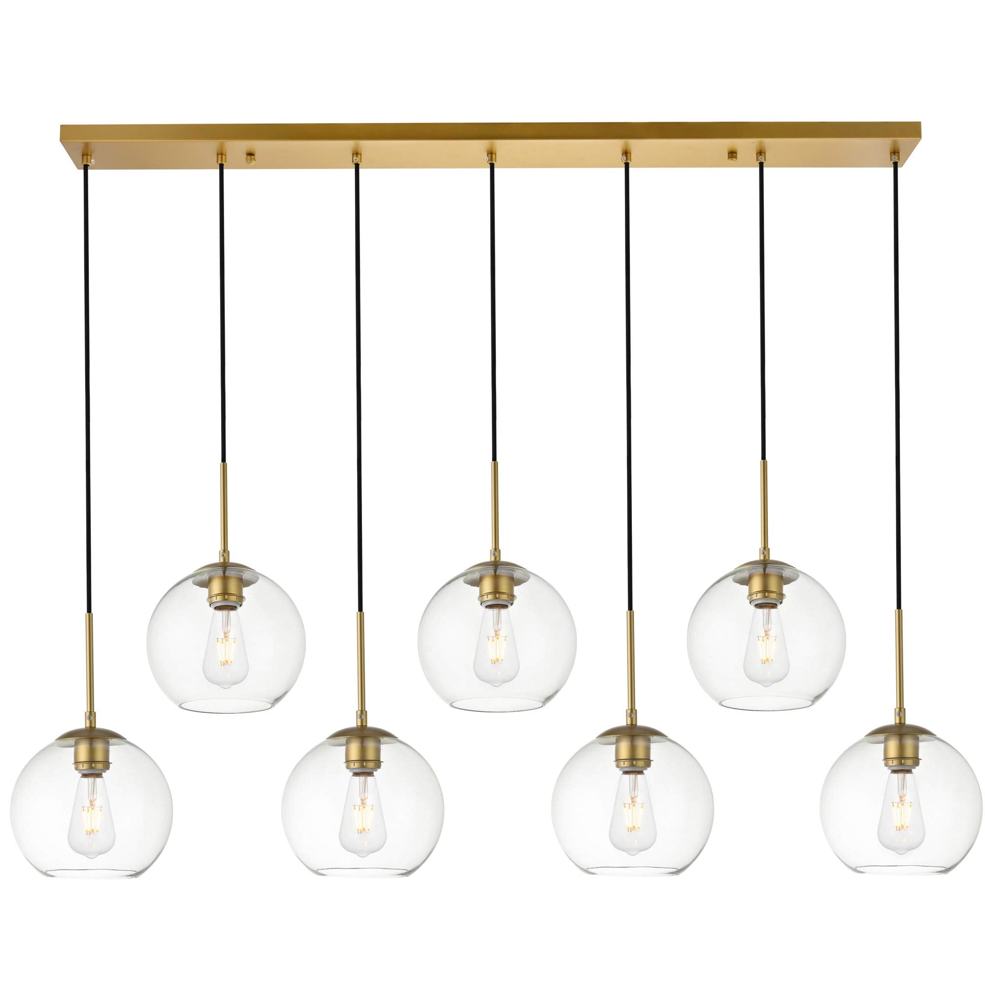 Living District Baxter 7 Lights Brass Pendant with Clear Glass