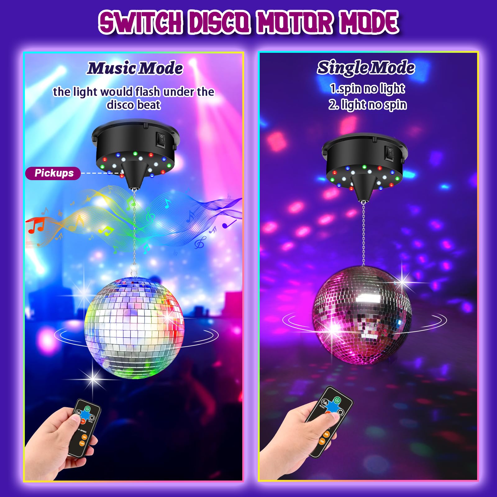 TAZKZZY Disco Ball Motor with Remote, 5/8/10/15 RPM, Black, Heavy Duty for 8/10/12/15 Inch Mirror Balls, Model HG000
