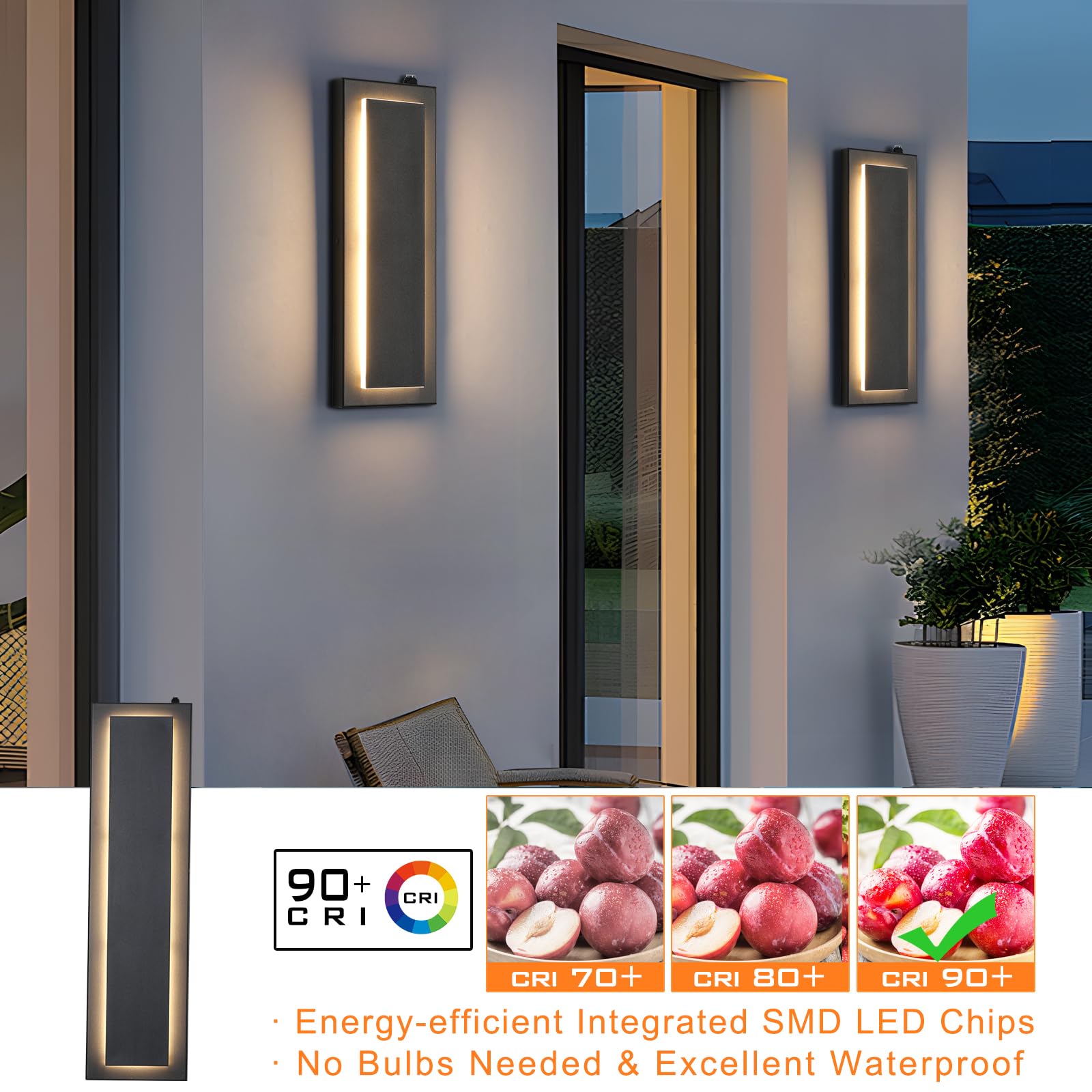 Tewei Led Outdoor Wall Sconce Dusk To Dawn Outdoor Lighting  Modern Exterior Lighting Fixtures Matte Black Led Exterior Wall Lights For House Front Porch  Warm White 3000K  2 Pack