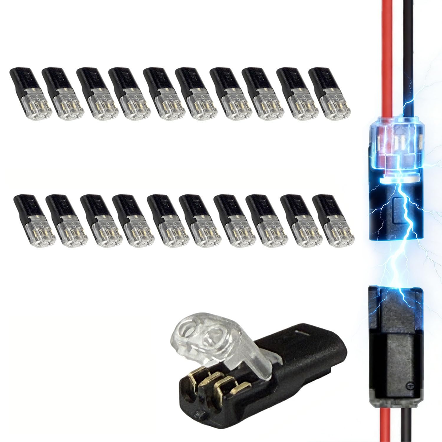 Double Wire Plug in Connector with Locking Buckle  Wire Quick Connectors  Quick Connect Wire Connectors for Band Lights DIY Crafting  Low-Voltage Decor & Model Kits (20PCS)
