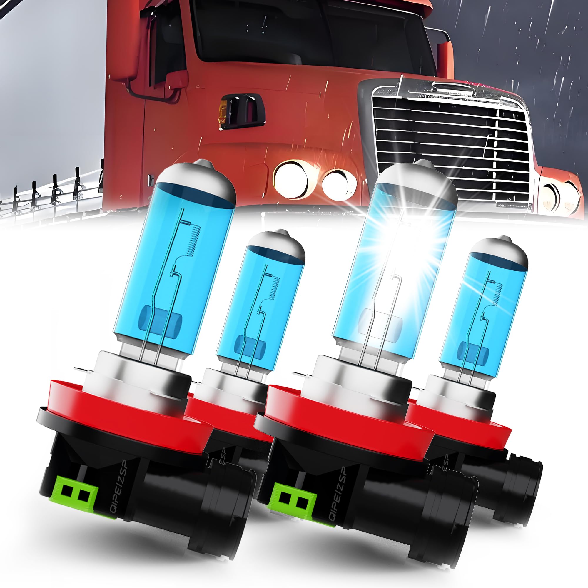 QIPEIZSP Headlight Bulbs compatible with (2008-2016) Freightliner Cascadia Commercial Truck Lights, h8/h9/h11 High & Low Beams,