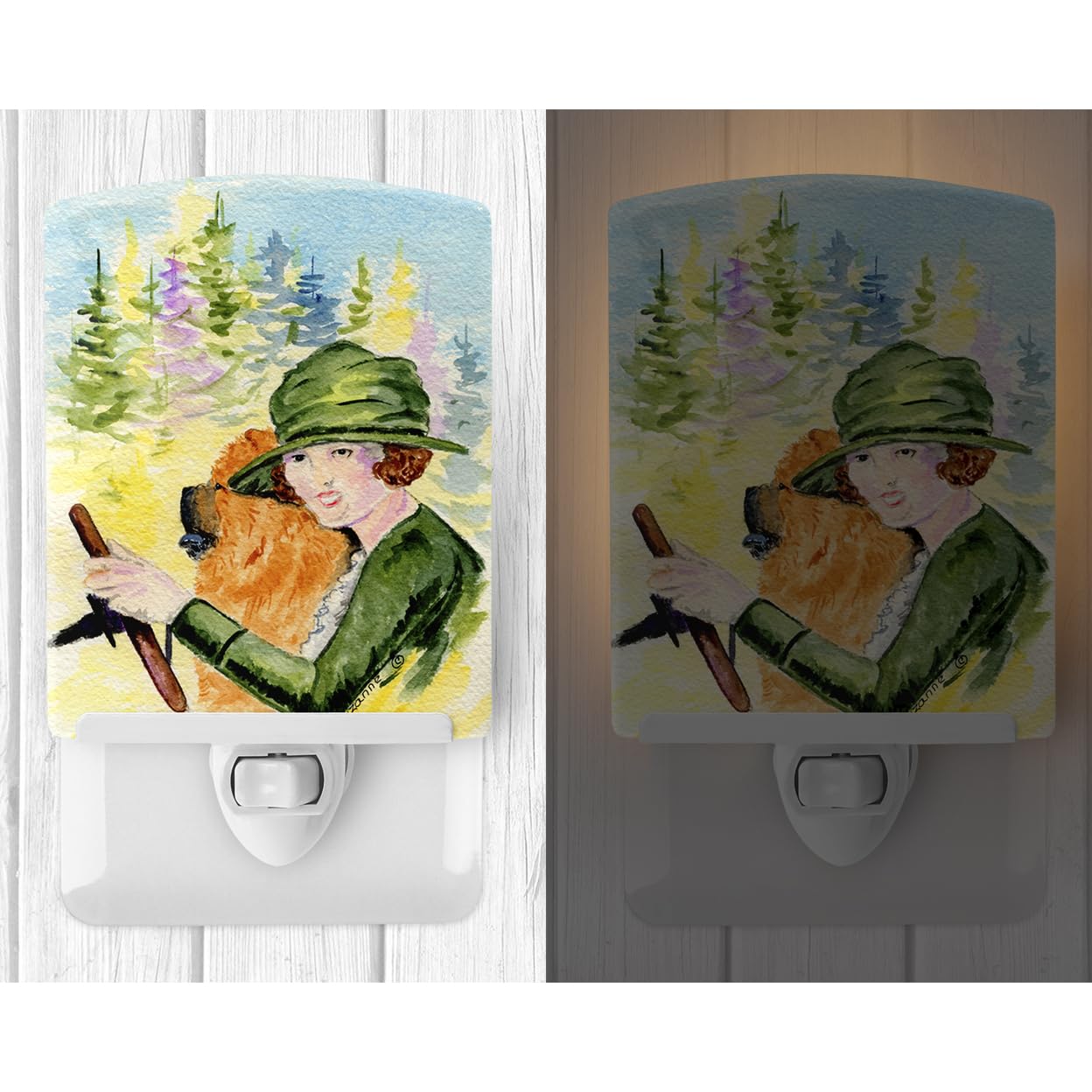 Carolines Treasures Ceramic Night Light, SS8527CNL, Lady with Chow Chow, 6x4x3 inches, Multicolor