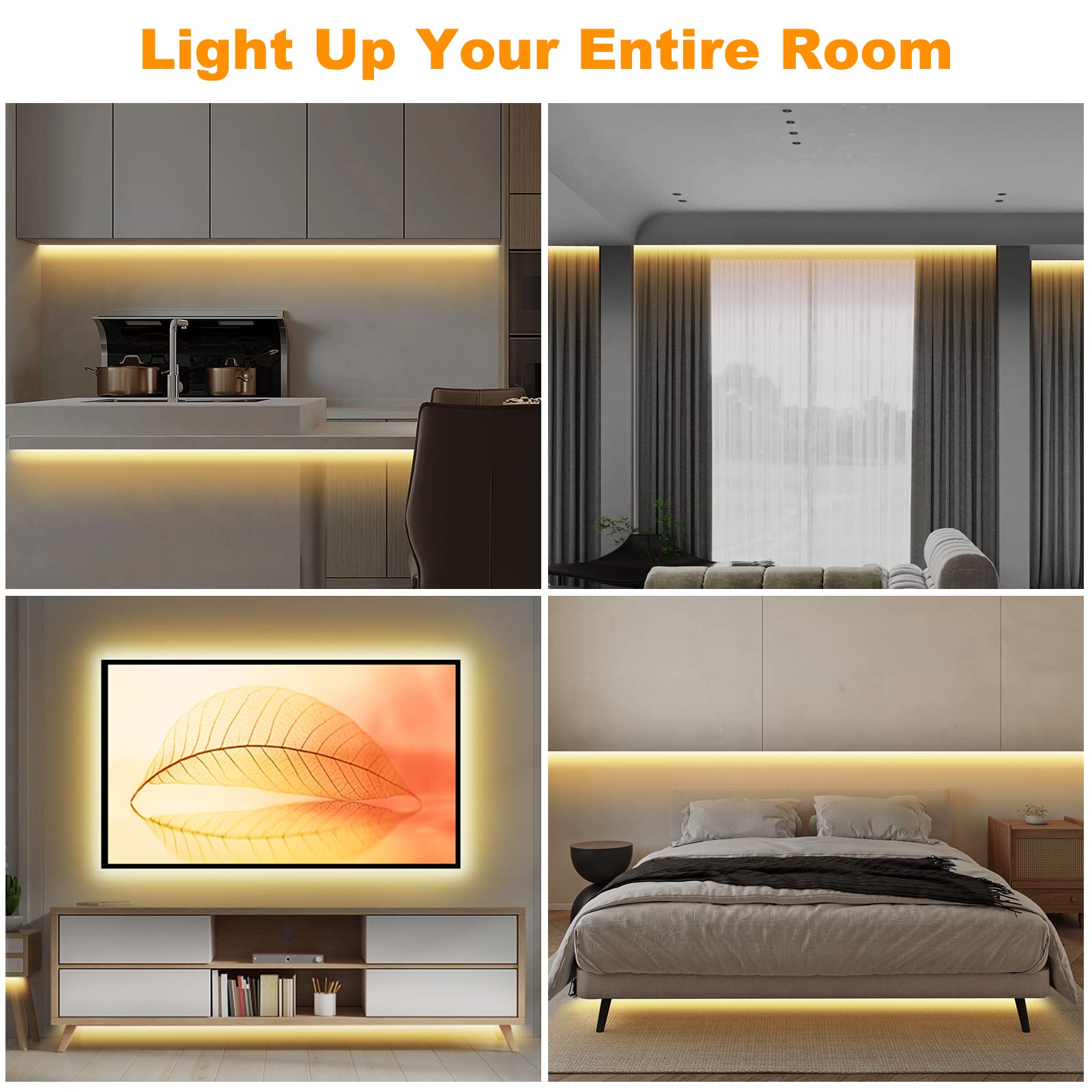 Tatazone Smart White Cob Led Strip Light With App And Remote, 32.8Ft 4000K Bright Wifi Cob Light Strip Work With Alexa And Googl
