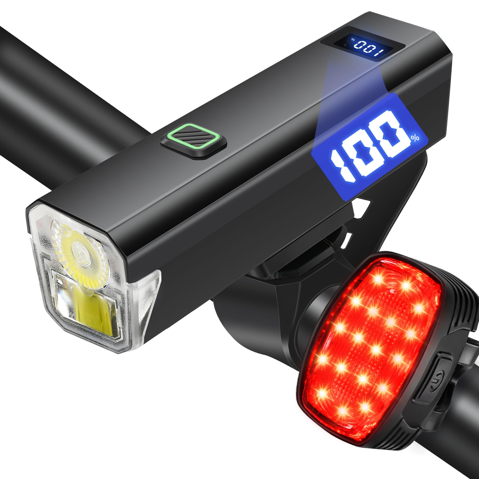 DARKBEAM 6000LM Bike Headlight USB-C Rechargeable, High Lumen Super Bright Bike Light Set for Night Riding, 12+5 Modes Waterproo