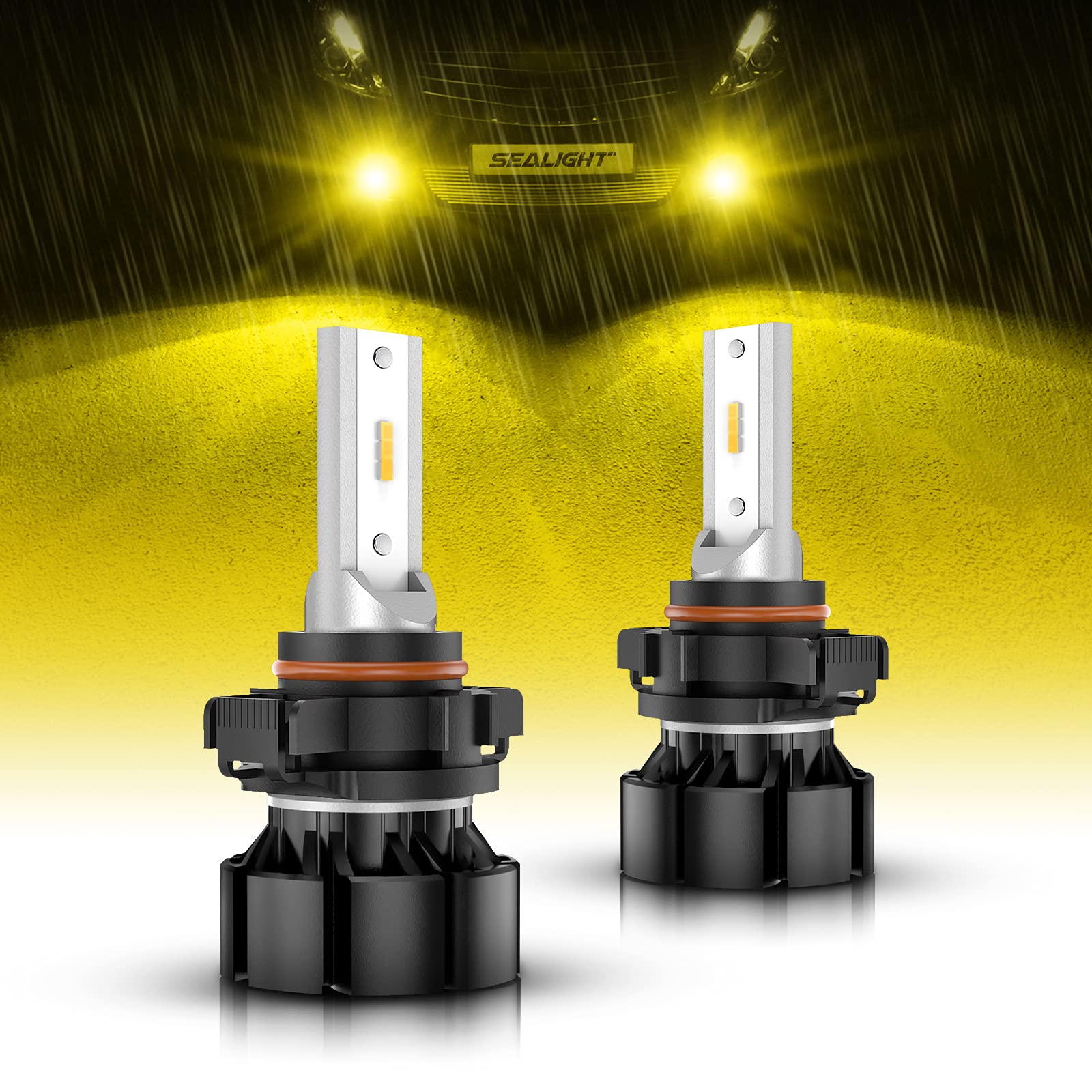 SEALIGHT 2504 PSX24W LED Fog Light Bulbs, 3000K Yellow, 11W High Power, Aluminum, Pack of 2