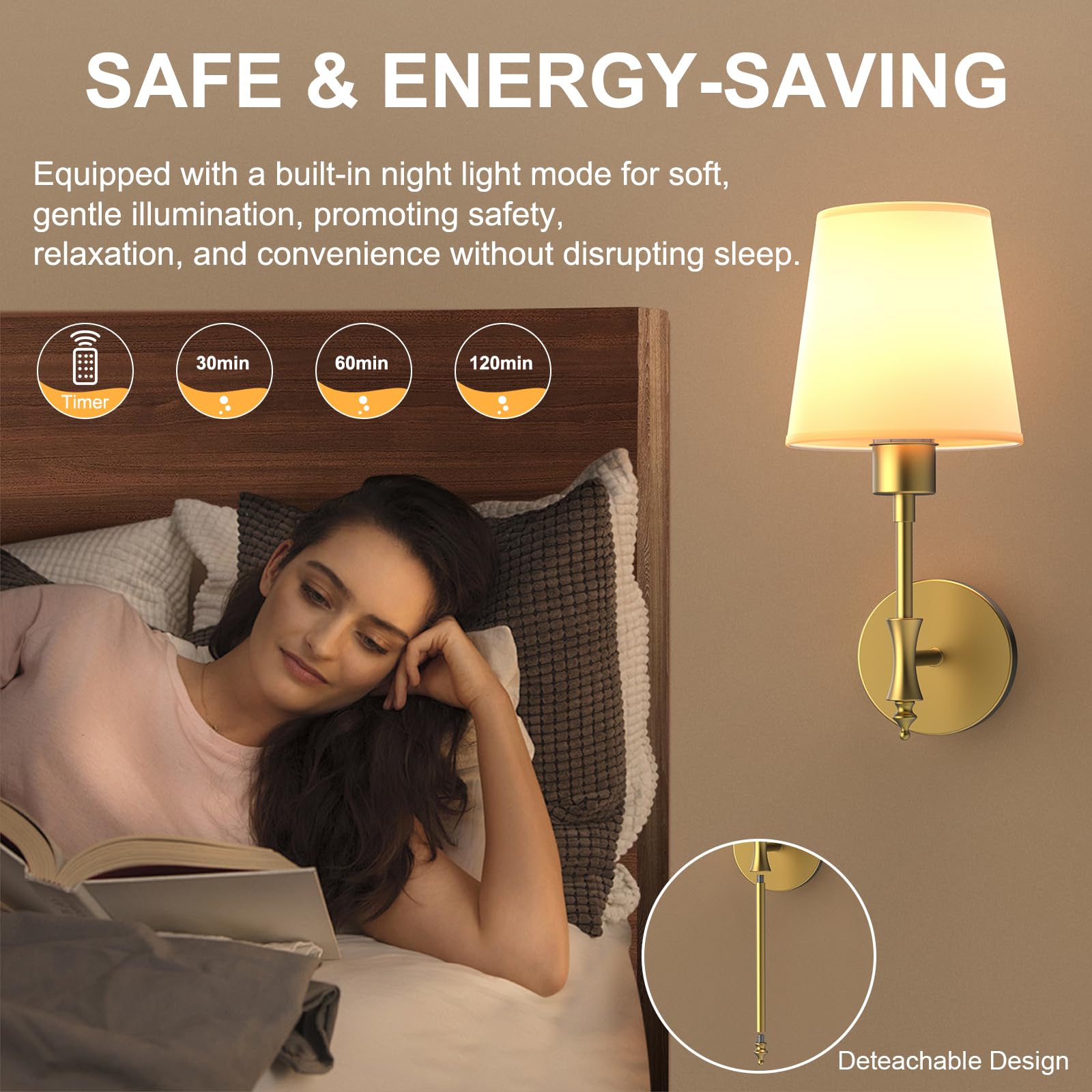 Battery Operated Wall Sconces Set of Two, Rechargeable Wall Light with Remote Control, Dimmable 1800K-6000K LED Wall Lamp, 9 Col