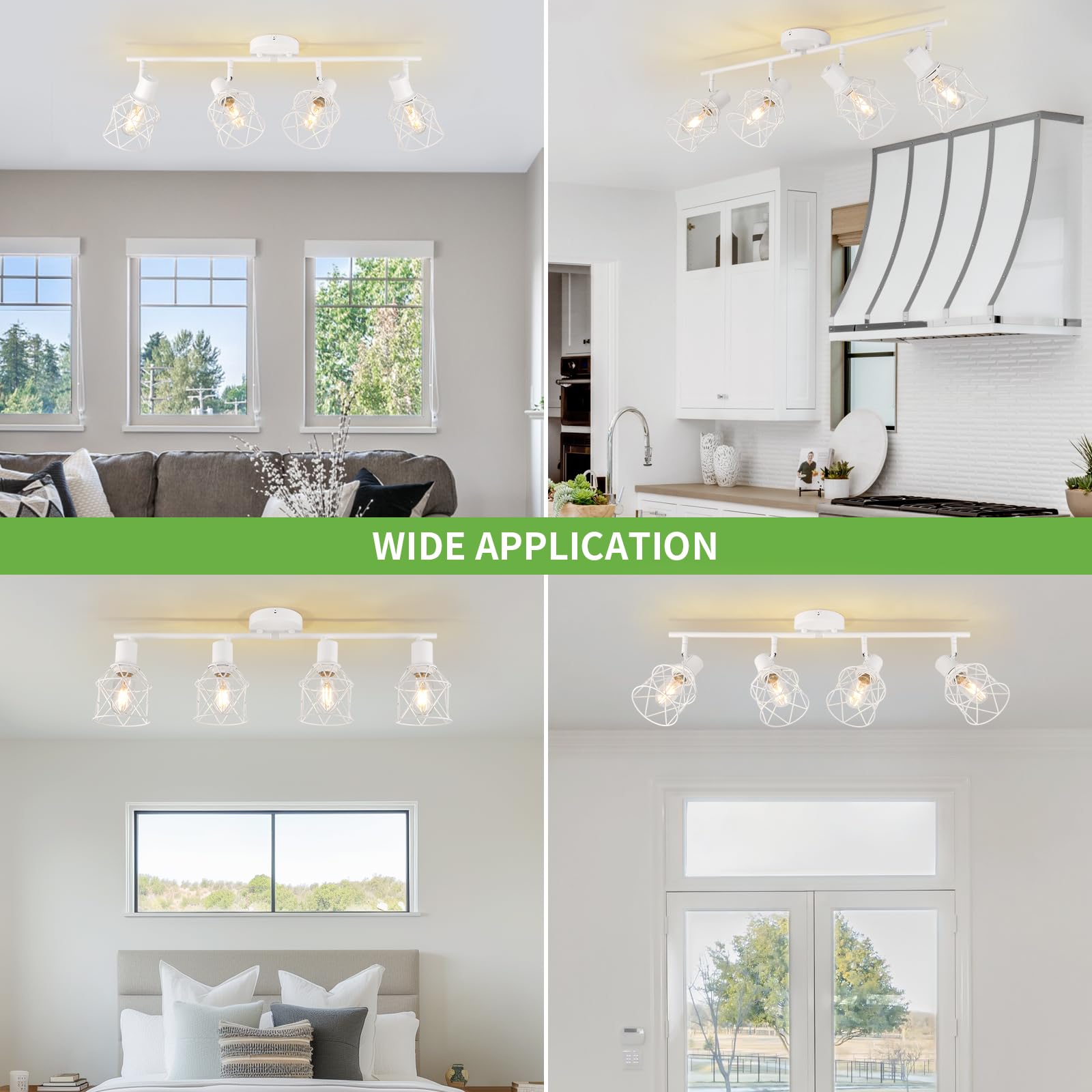 Wilon Track Lighting Fixtures, Flush Mount Ceiling Spot Lights Modern Dining Room 4 Light Fixture 4 Way Track Light White Kitche