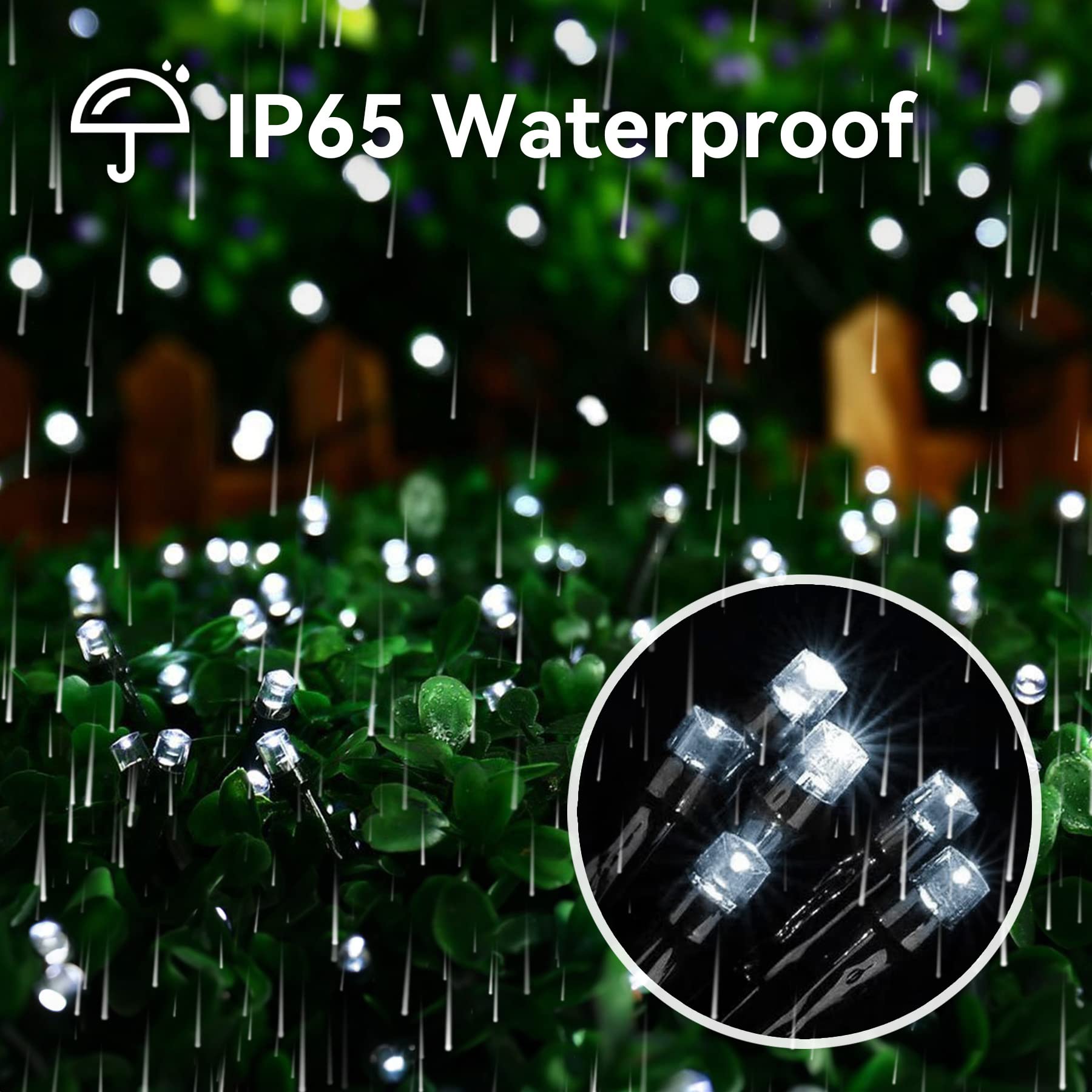 L Lampop 39Ft Solar String Lights, 100L Waterproof Fairy Lights, 8 Modes, Cool White