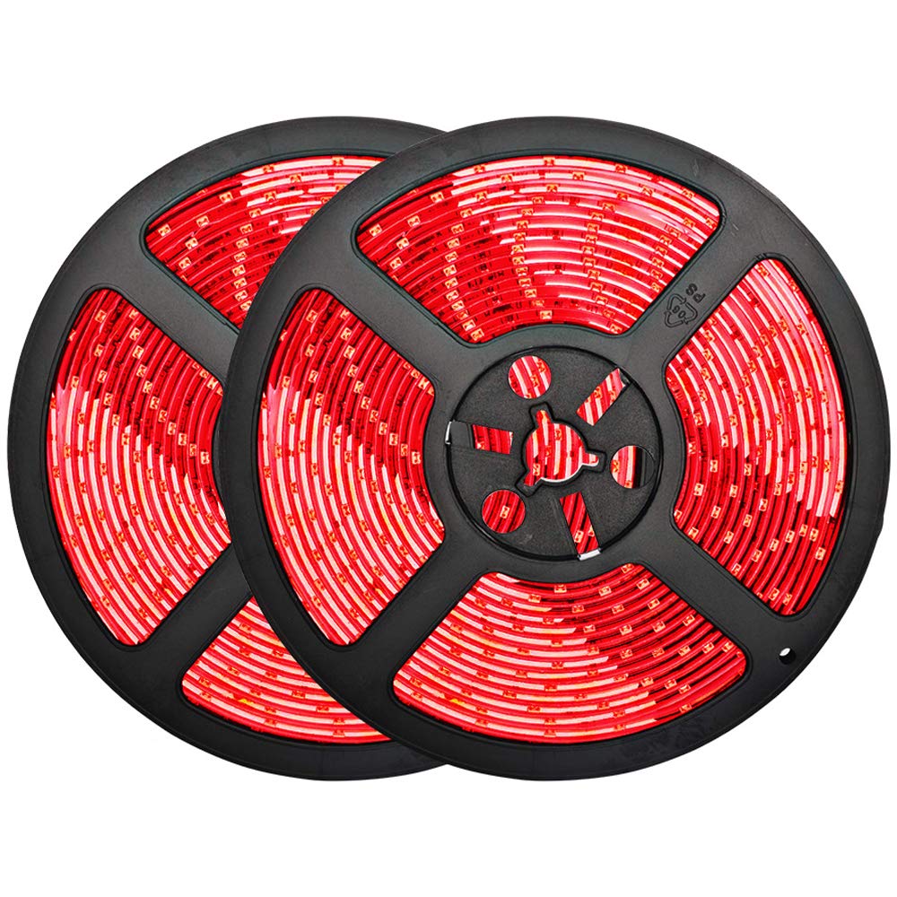 32.8Ft Red Led Strip Lights, Waterproof Ip65 Led Strip Smd2835 Dimmable 600Leds 12V Red Led Strip Cuttable Under Cabinet, Car, B