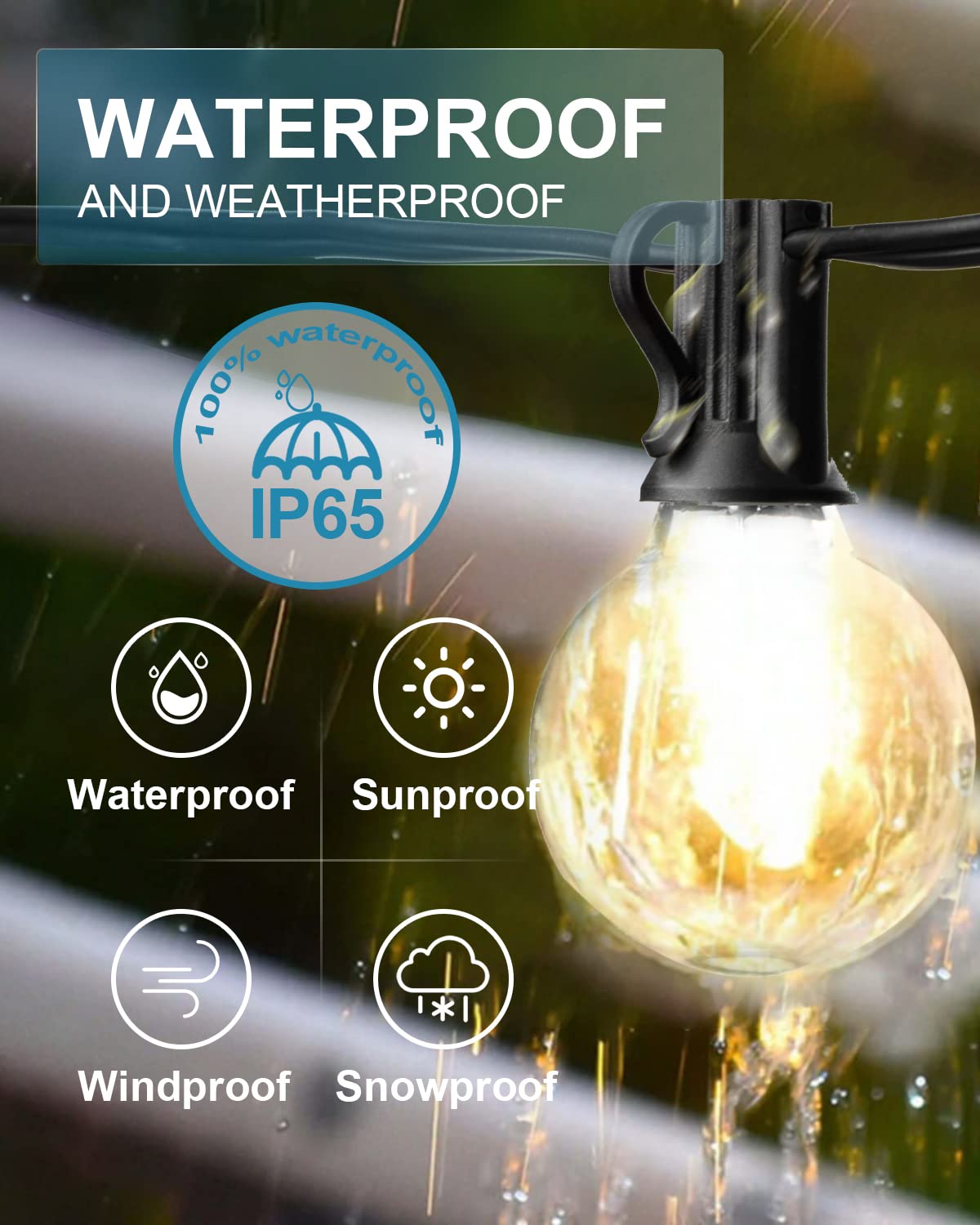 Lightdot 150Ft Outdoor String Lights, Led Bistro String Lights With Shatterproof St38 Bulbs, 2700K Dimmable, Waterproof Hanging