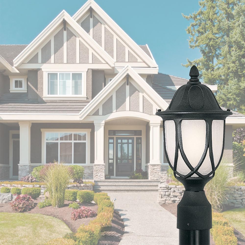DESIGNERS FOUNTAIN Capella 1-Light Outdoor Post Lantern Light, Glass, Model 2866-AG, Autumn Gold