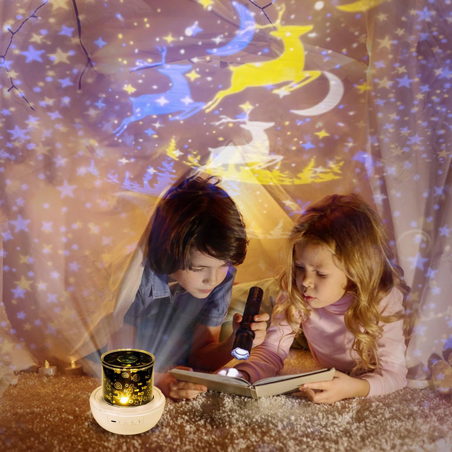 LytRdIt 21 Sets of Films, Night Lights for Kids, Star Galaxy Projector, Bedroom, Ceiling, Star Projector with 360 Rotating for B