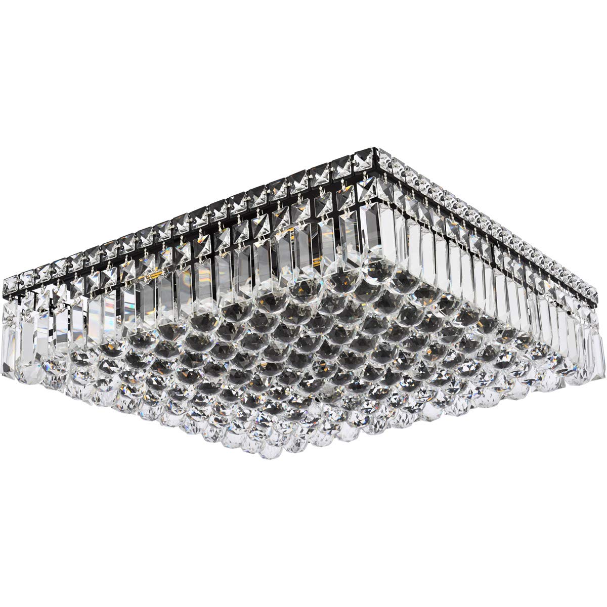 Elegant Lighting Maxime 20&quot; Black Metal & Crystal Flush Mount Ceiling Light Fixture