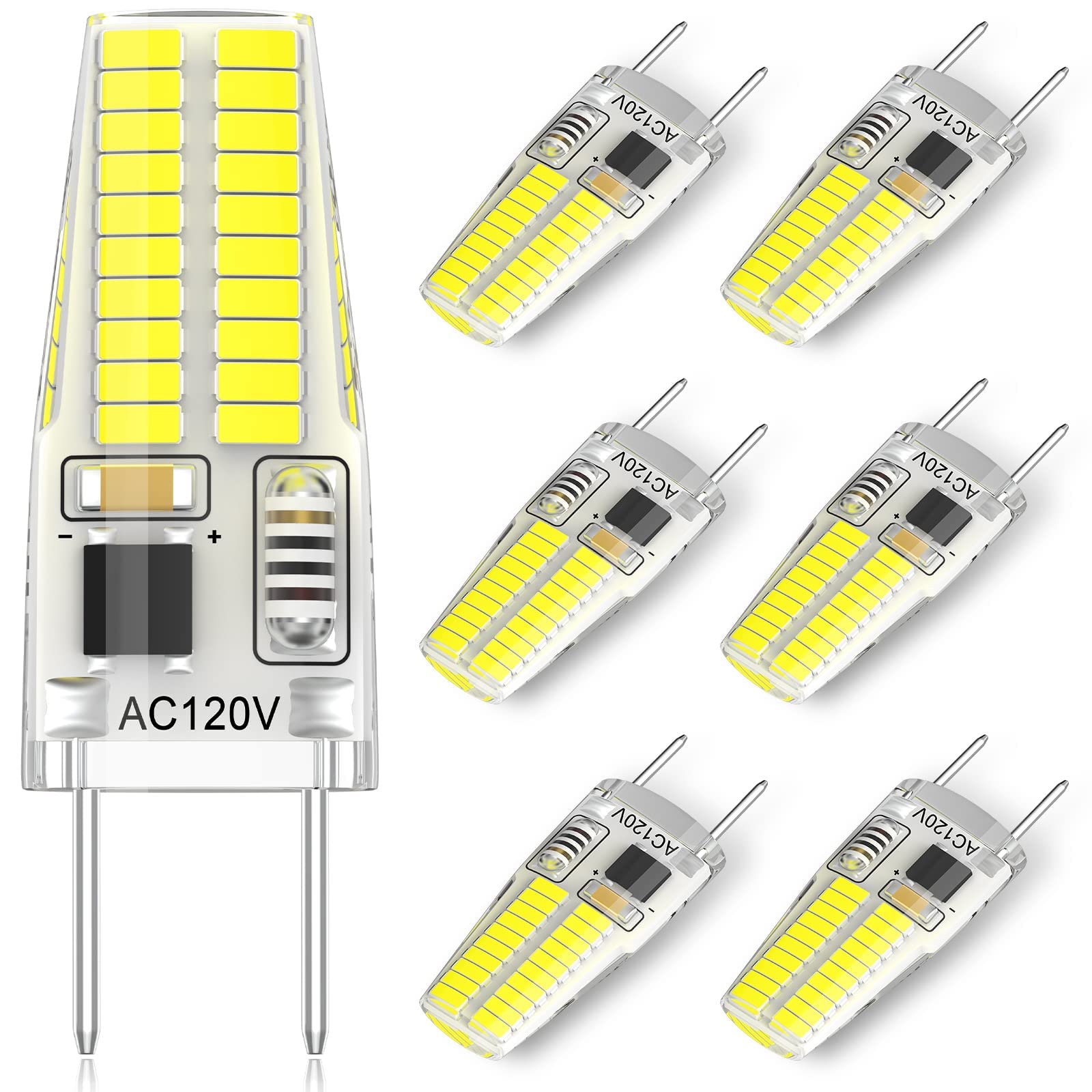 Gaormii G8 3W Dimmable Led Bulb Bi-Pin Base Daylight White 6000K, 6