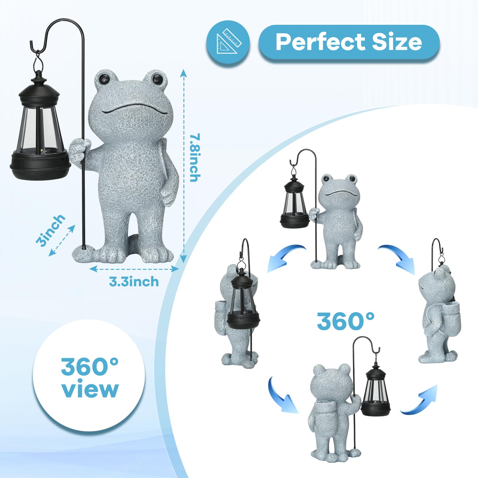 Garden Statue Frog Outdoor Decor, Solar Patio Garden Sculptures & Statues, Resin Garden Decor Gift For Women, Mom, Grandma