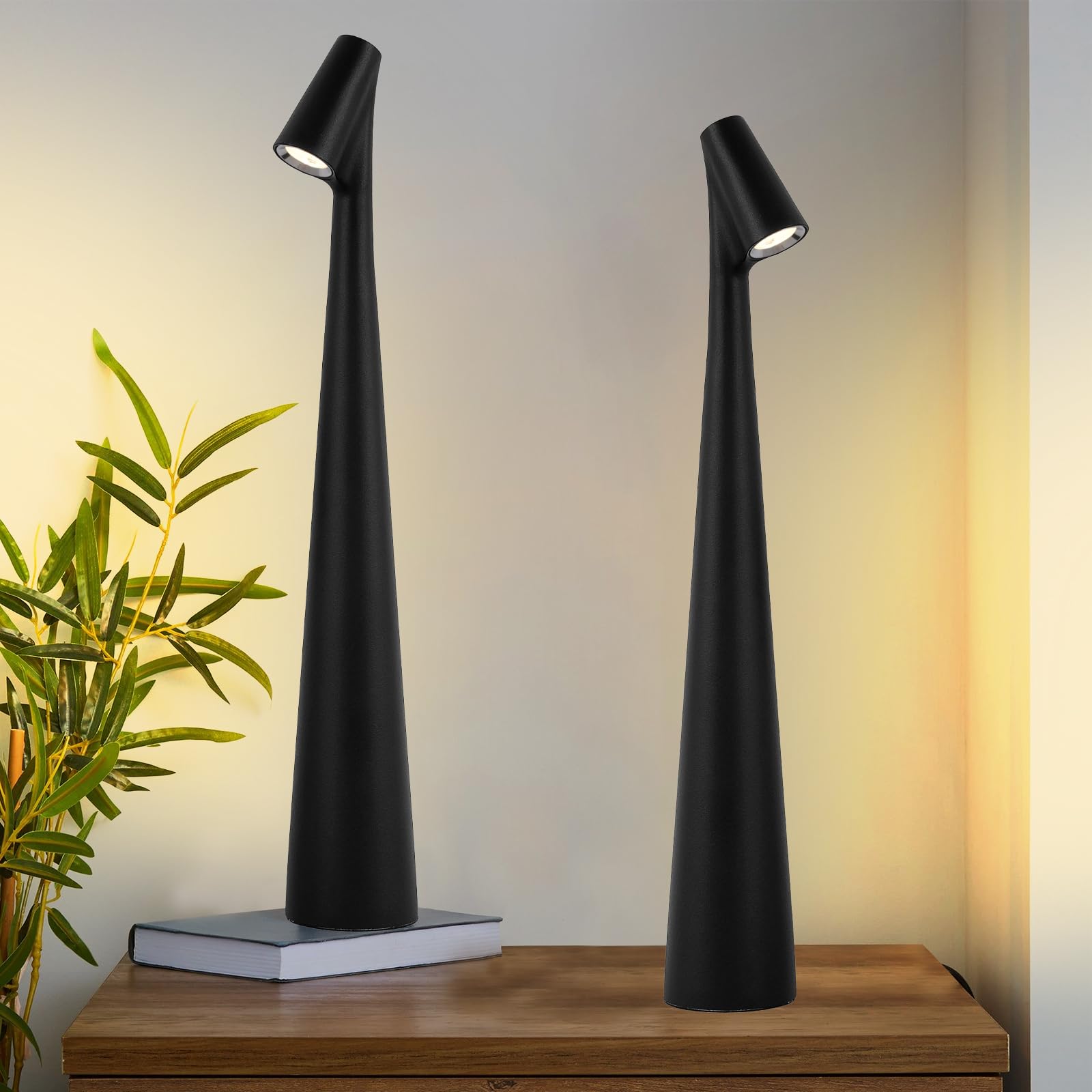 Hebangya Cordless Table Lamps Set of 2,3 Levels Brightness Rechargeable Battery Powered Lamps,Waterproof Desk Lights for Reading